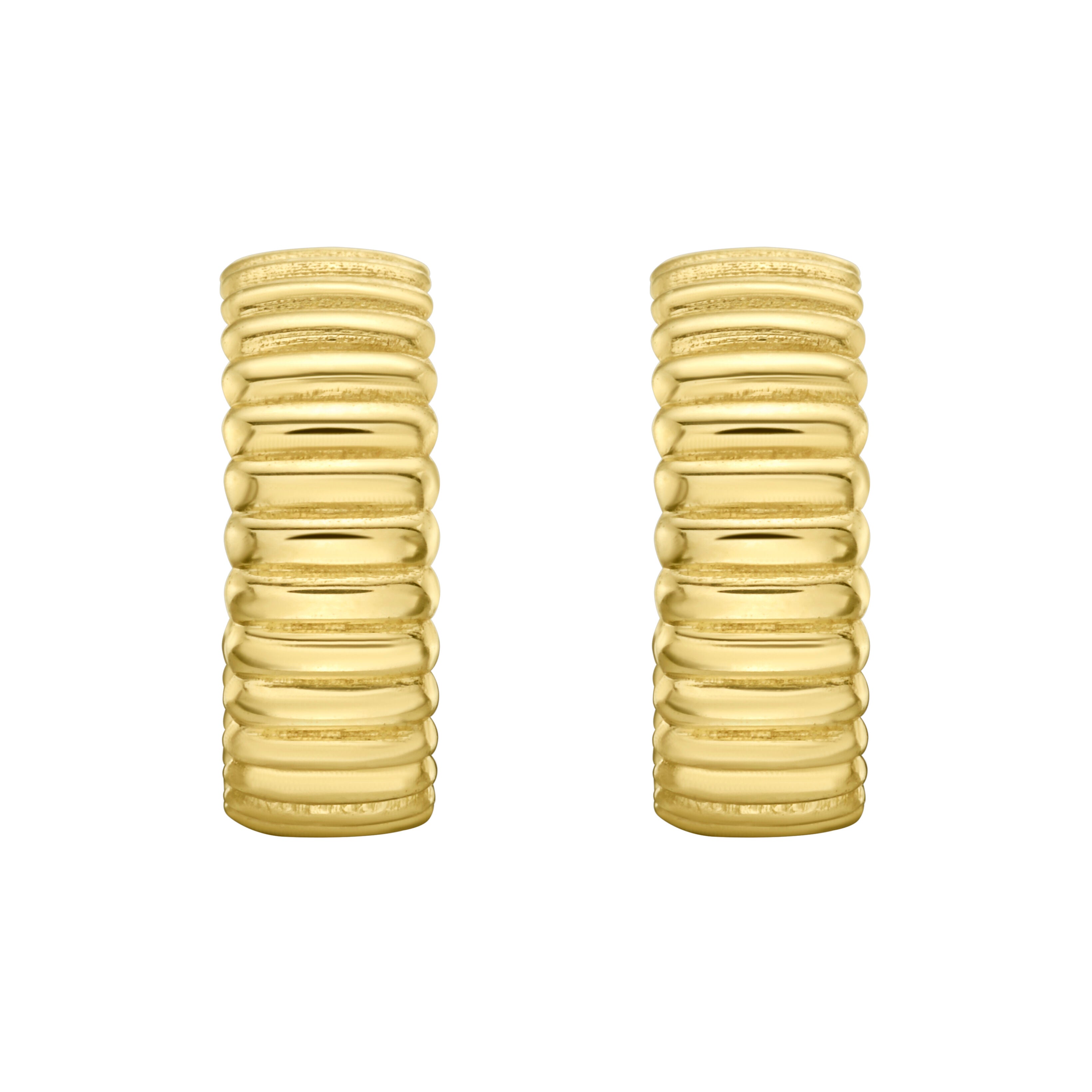 14K Gold 15 mm Tubogas Huggie C-Hoop Earrings