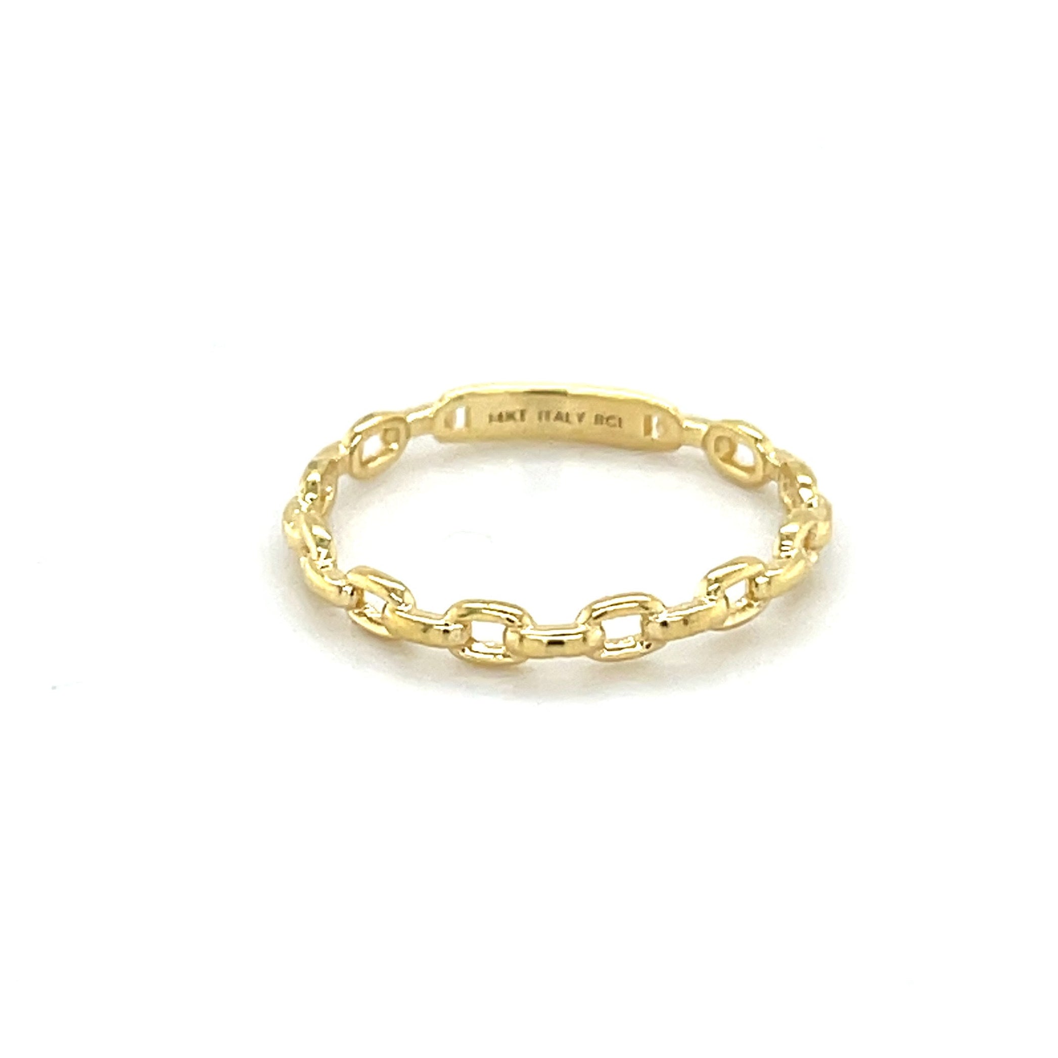 14K Gold Dainty Oval Link Ring: Yellow, White and Rose Gold