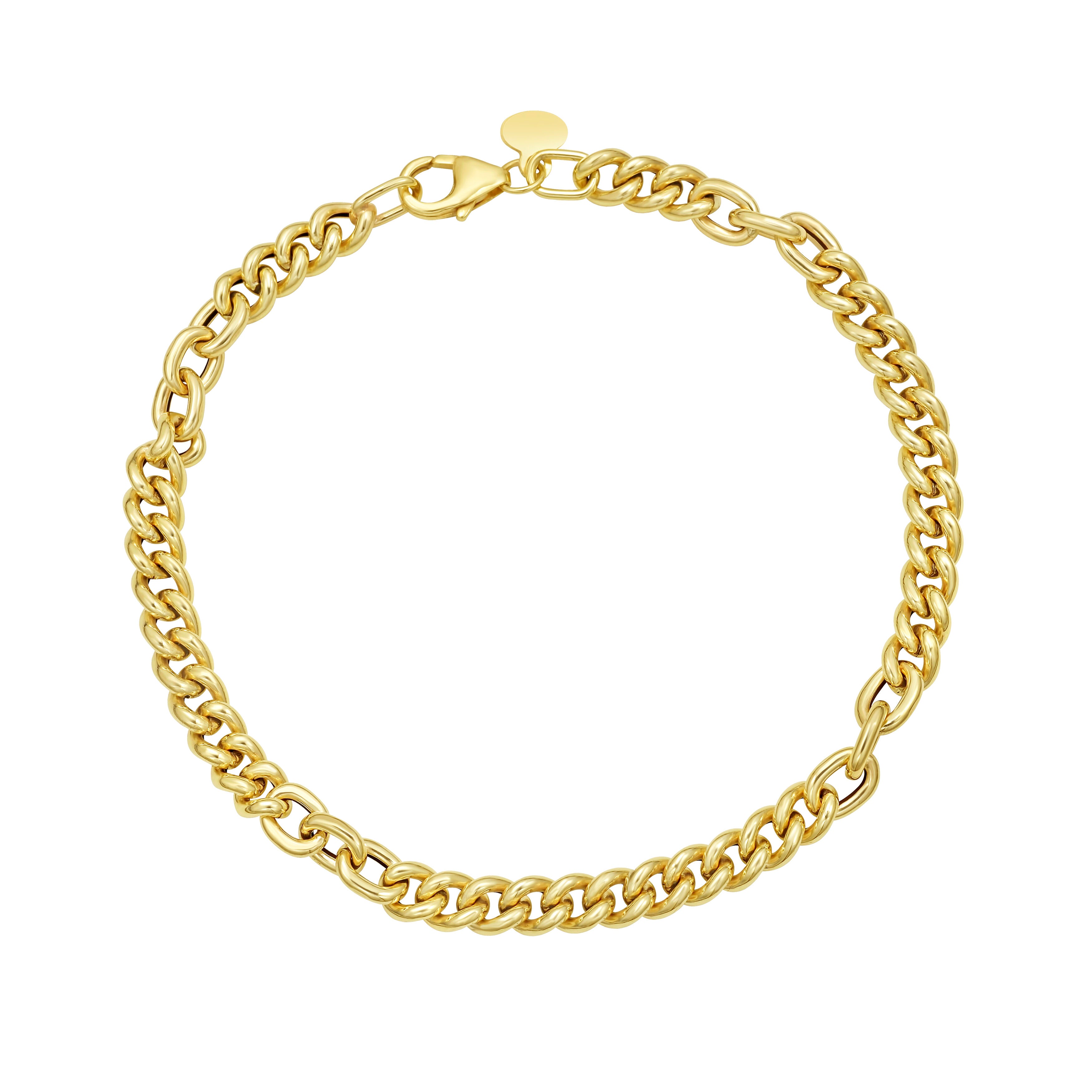 14K Solid Gold Cuban & Oval Link Bracelet - Bold, Timeless, Mixed Links