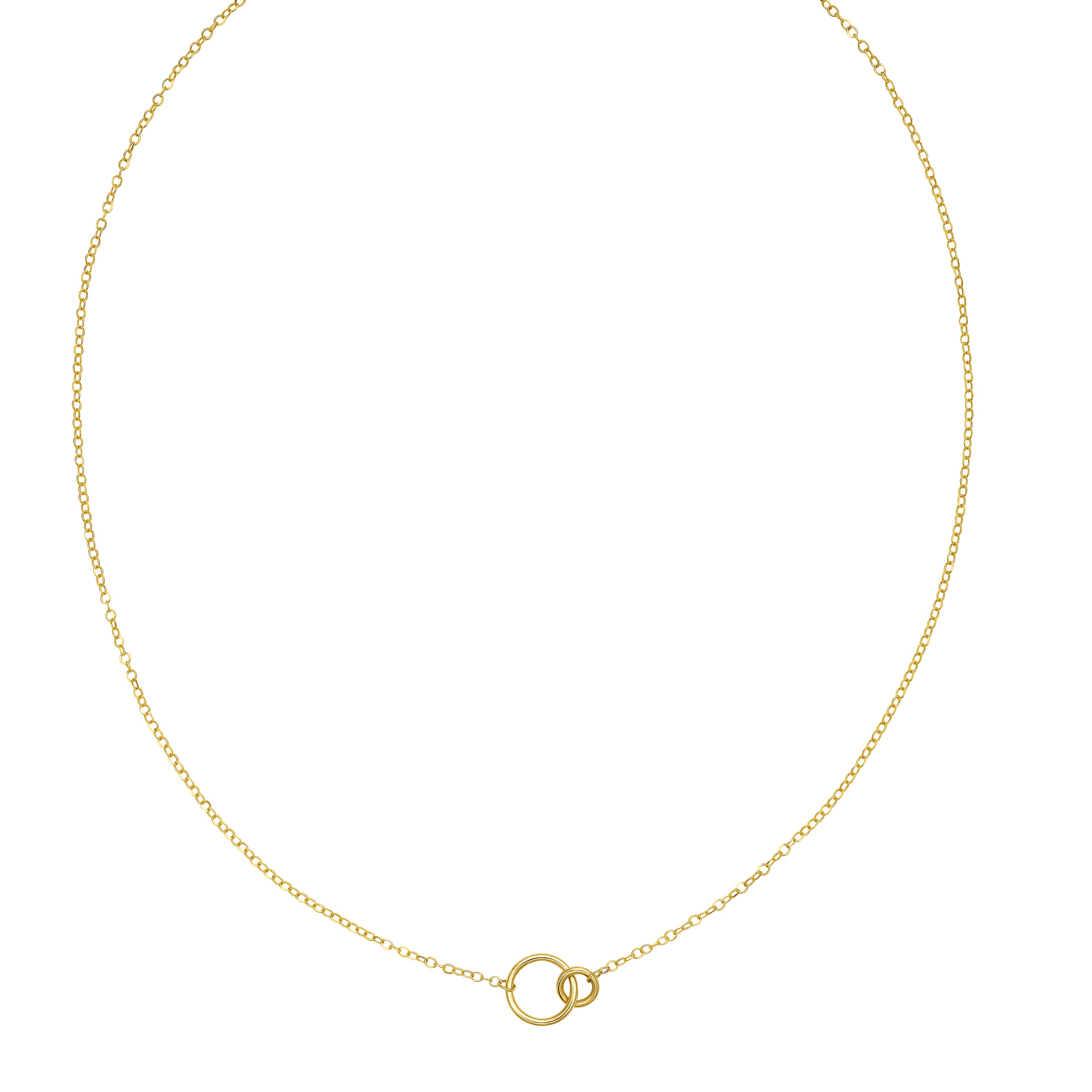 14K Solid Gold Interlocking Circles Chain Necklace 18"