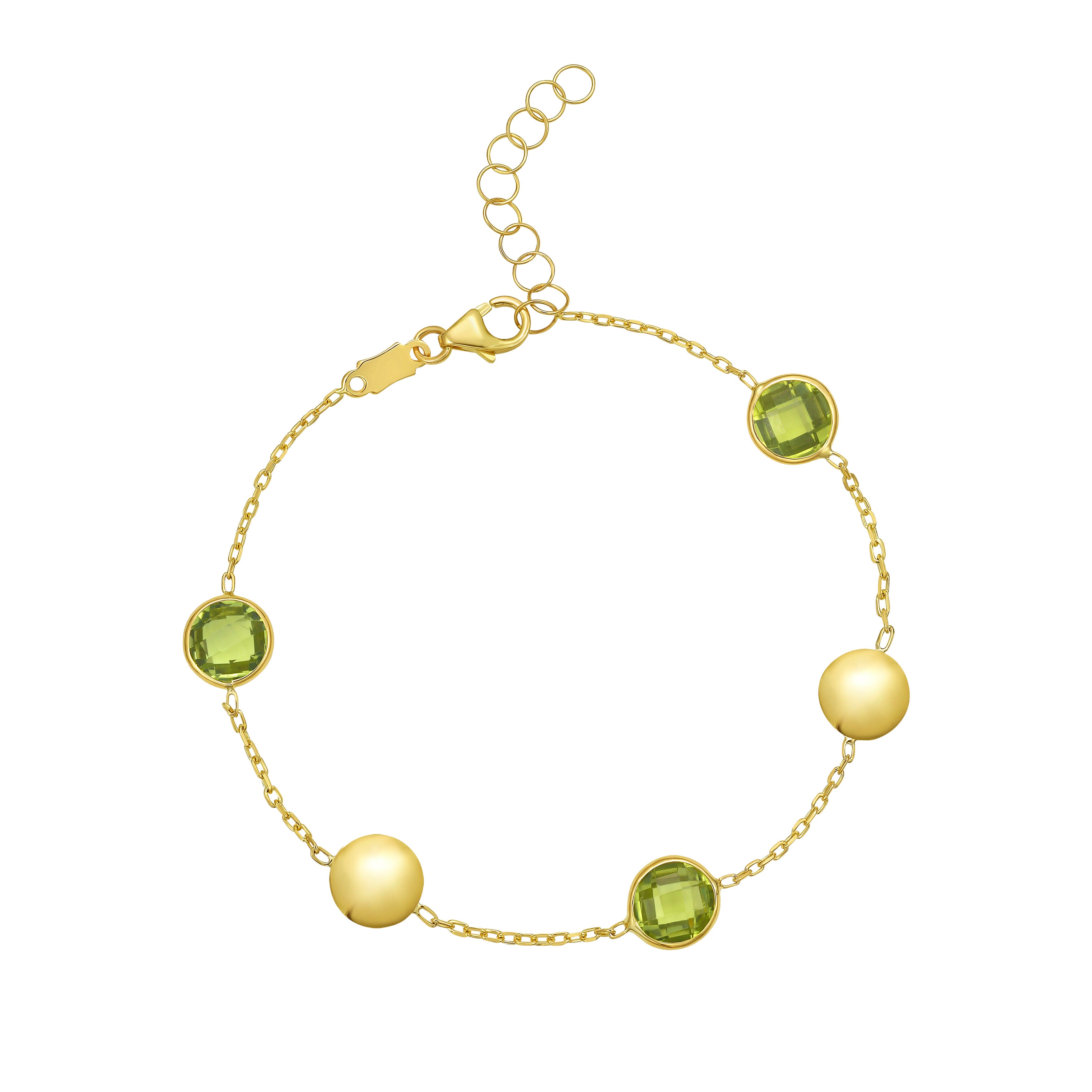 14K Gold Peridot & Pebble Bead Bracelet