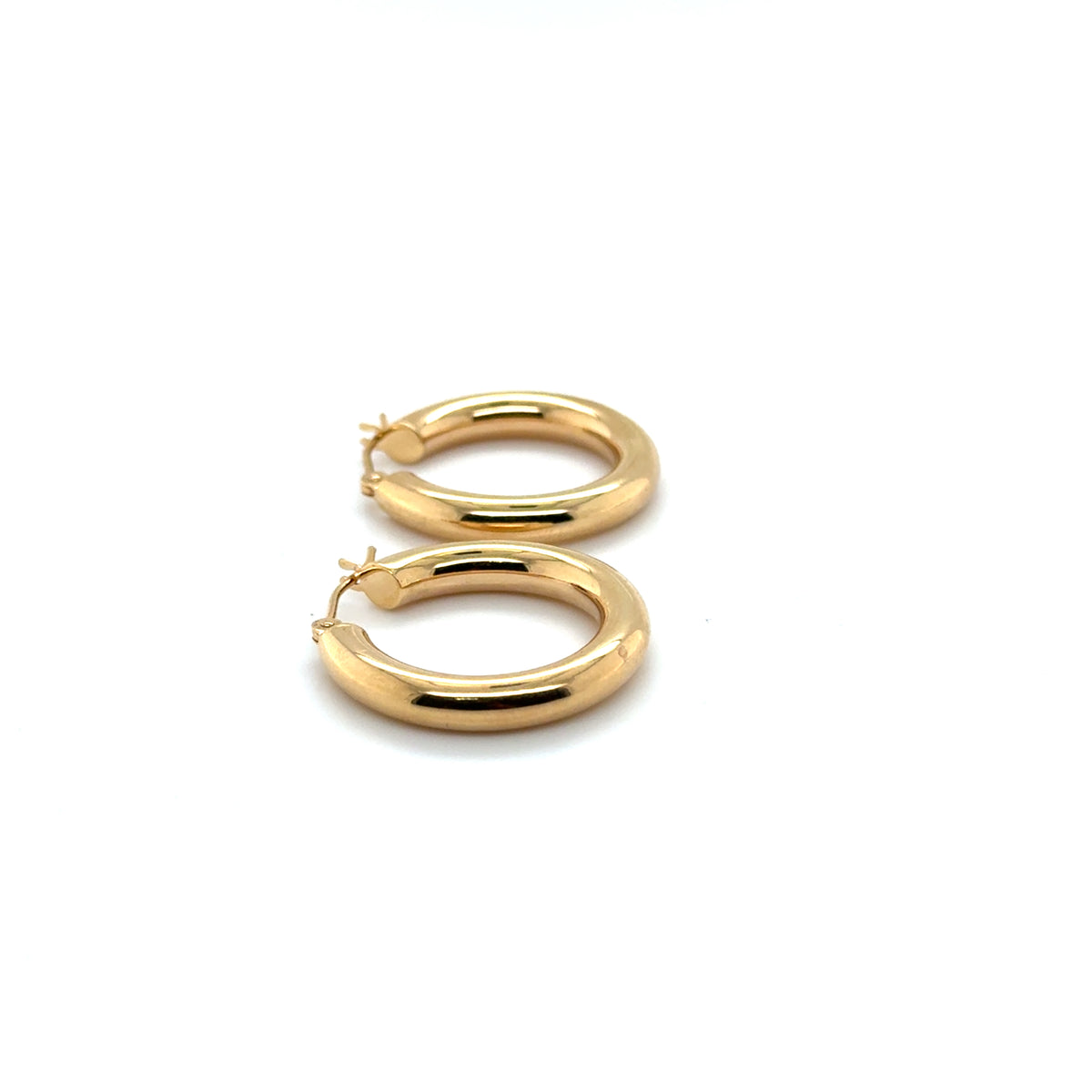 14K Yellow Gold Bold Polished Hoop Earrings, 25mm, 4mm Thick