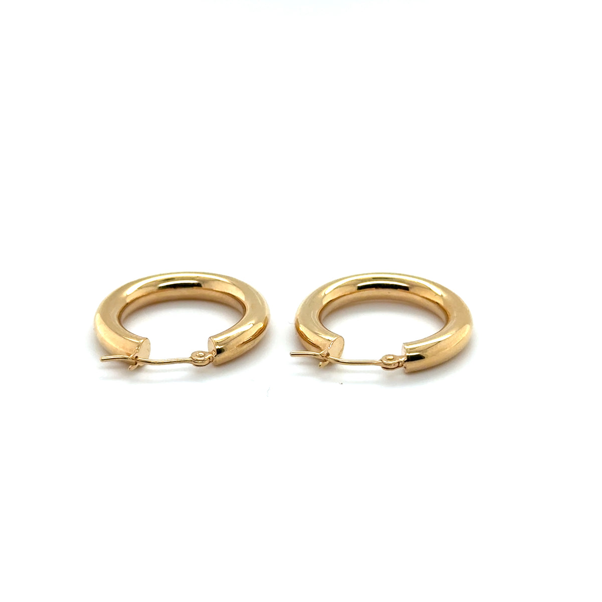 14K Yellow Gold Bold Polished Hoop Earrings, 25mm, 4mm Thick