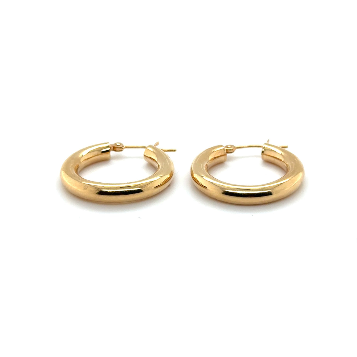 14K Yellow Gold Bold Polished Hoop Earrings, 25mm, 4mm Thick