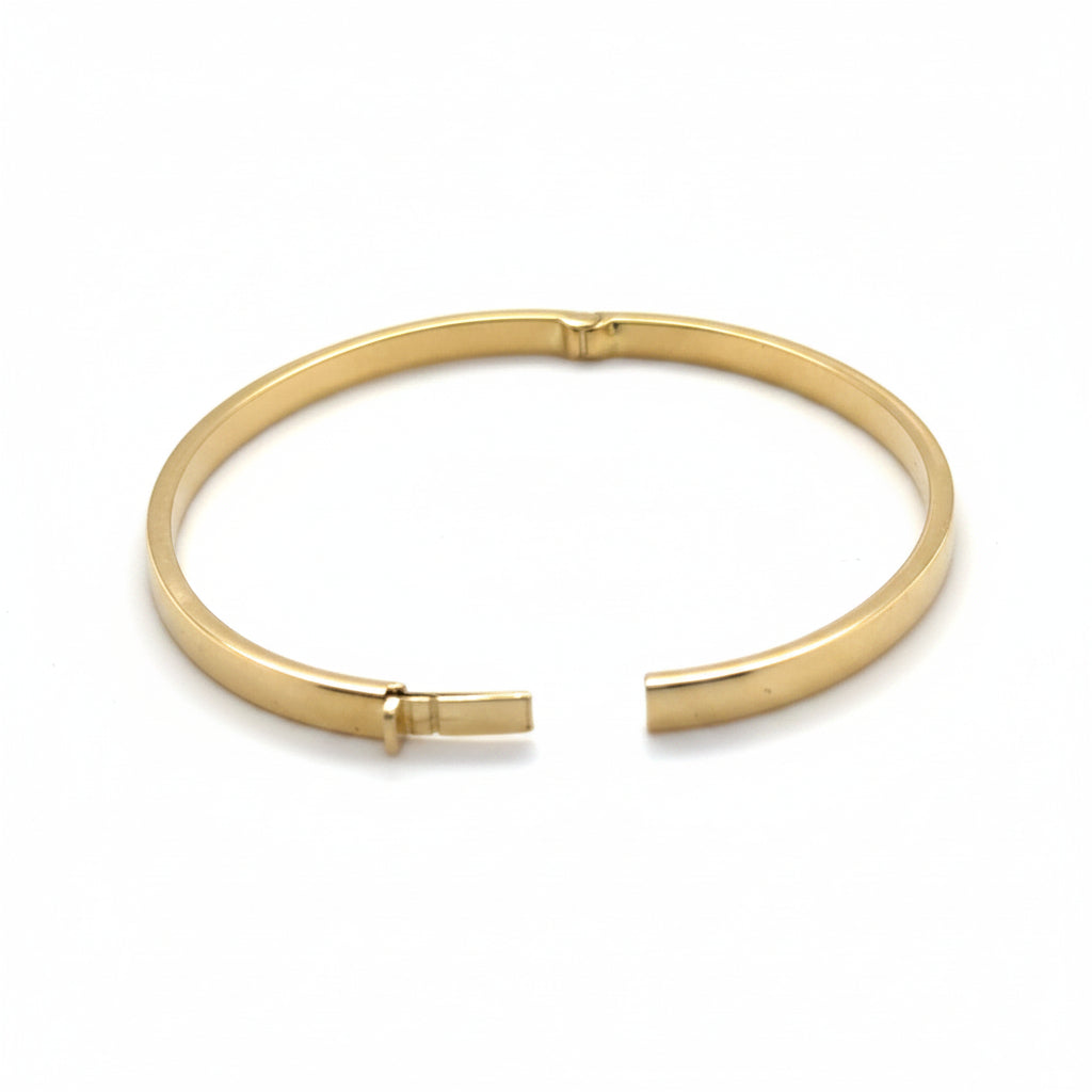 14K Yellow Gold Flat 4mm Square-Edge Bangle 7.25"