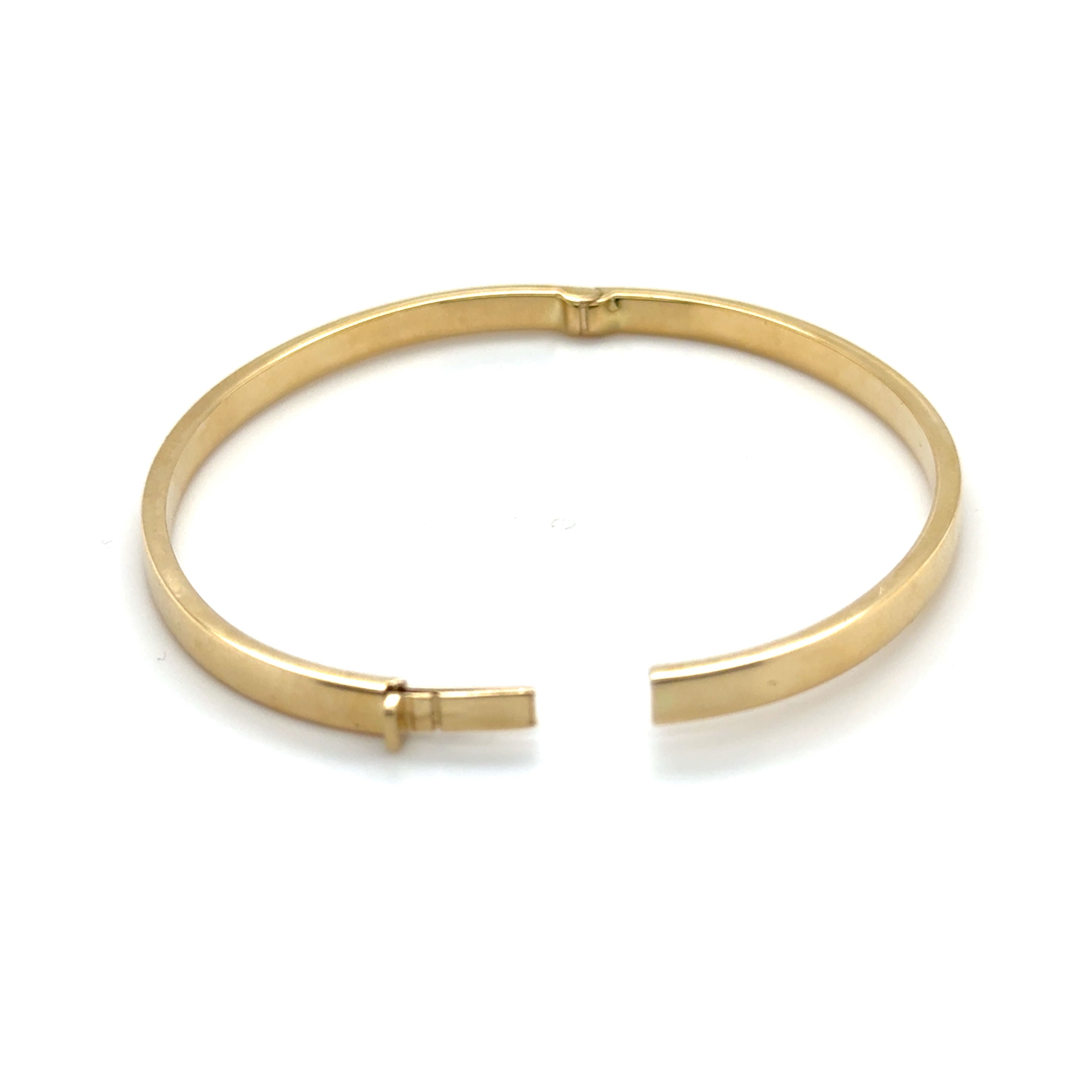 14K Yellow Gold Flat Polished Bangle Bracelet – 4mm, 7.25"