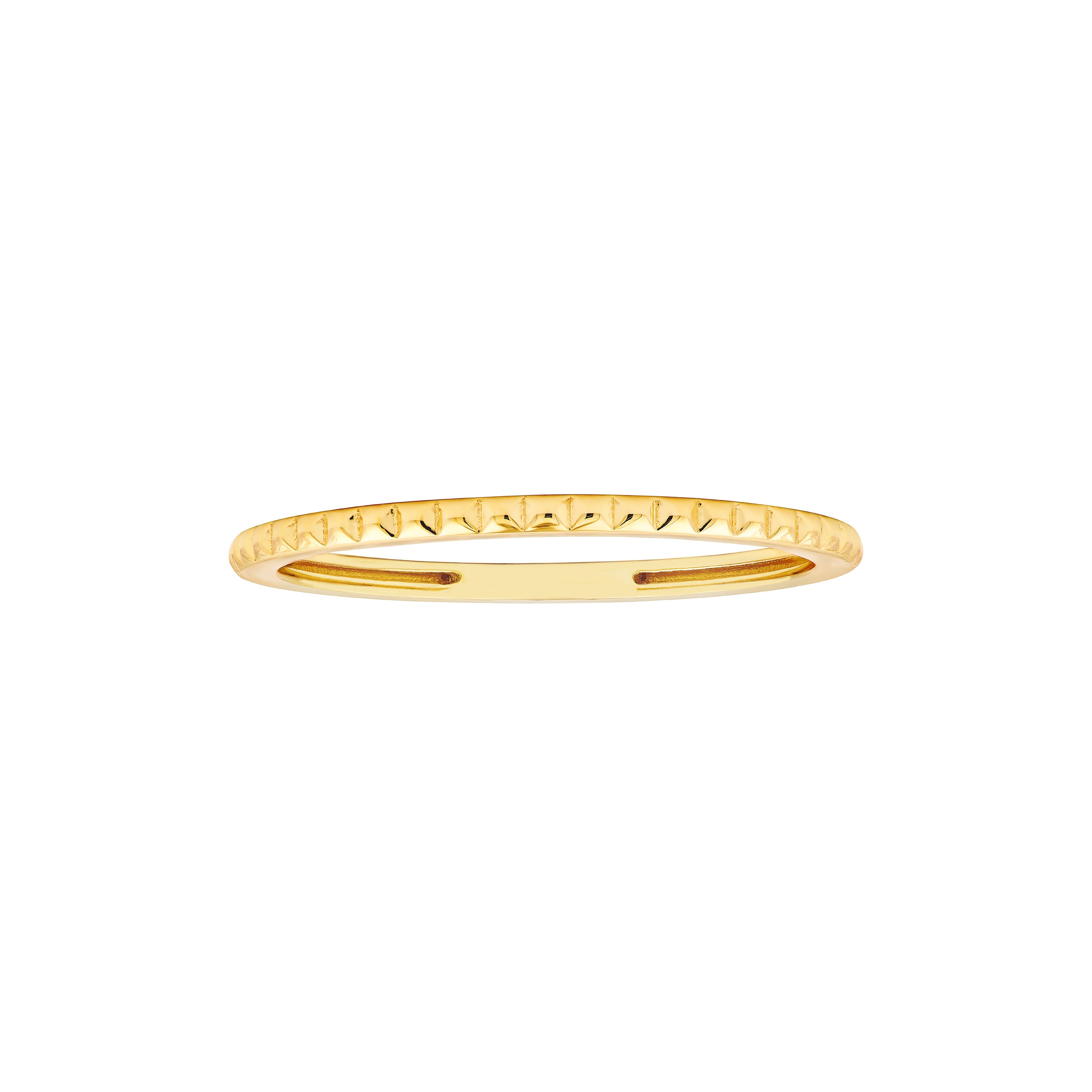 14K Yellow Gold Faceted Stackable Band Ring