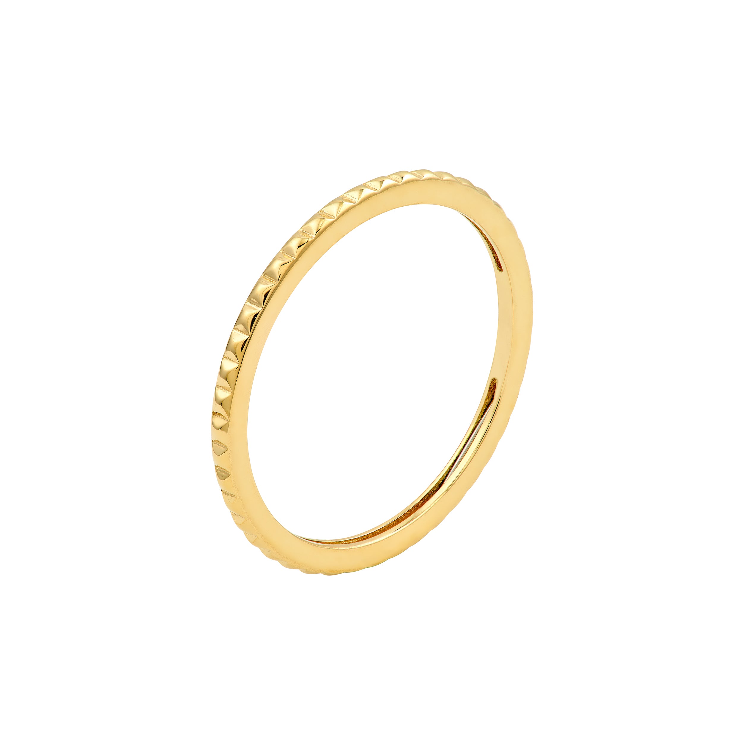 14K Yellow Gold Faceted Stackable Band Ring