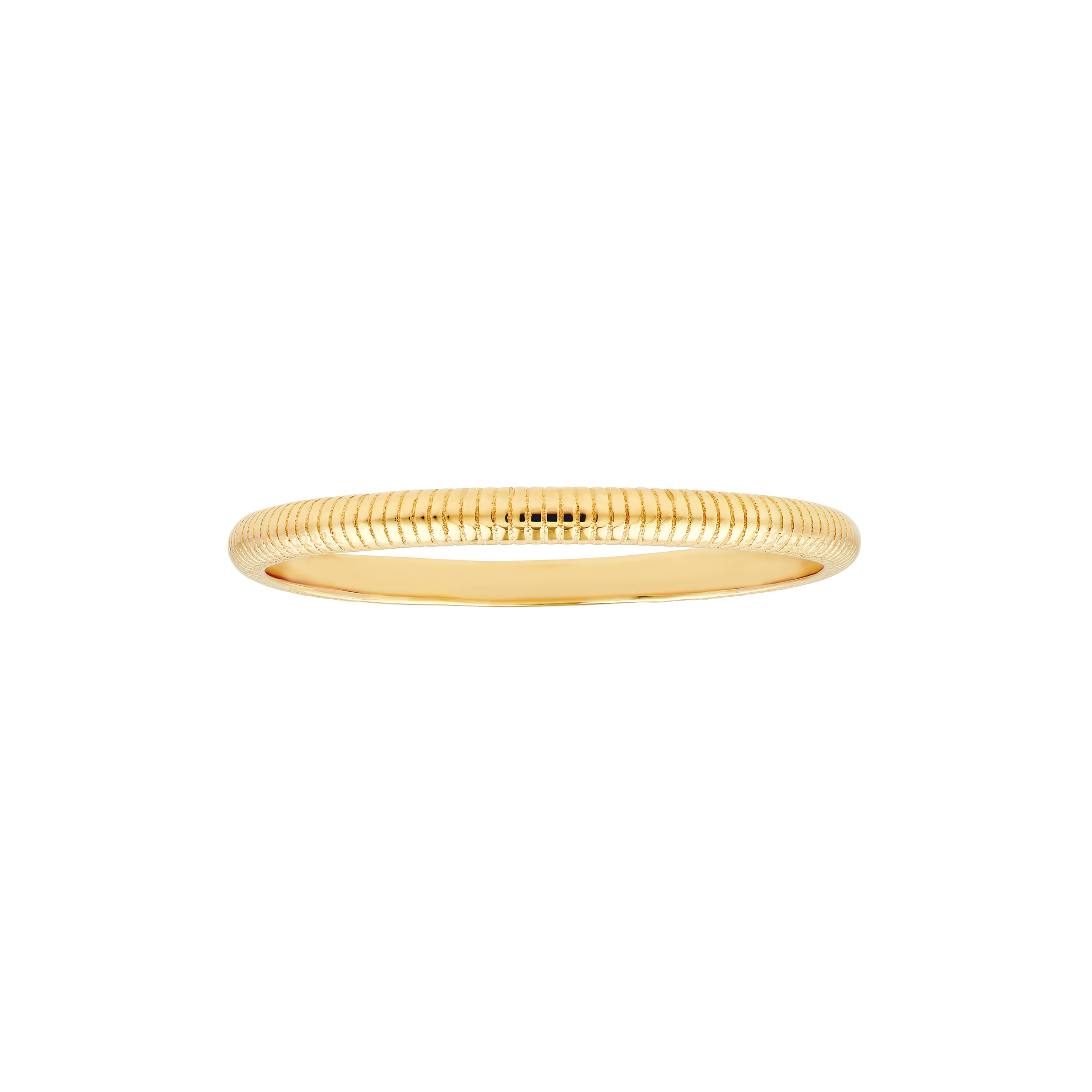 14K Yellow Gold Ribbed Stackable Band Ring