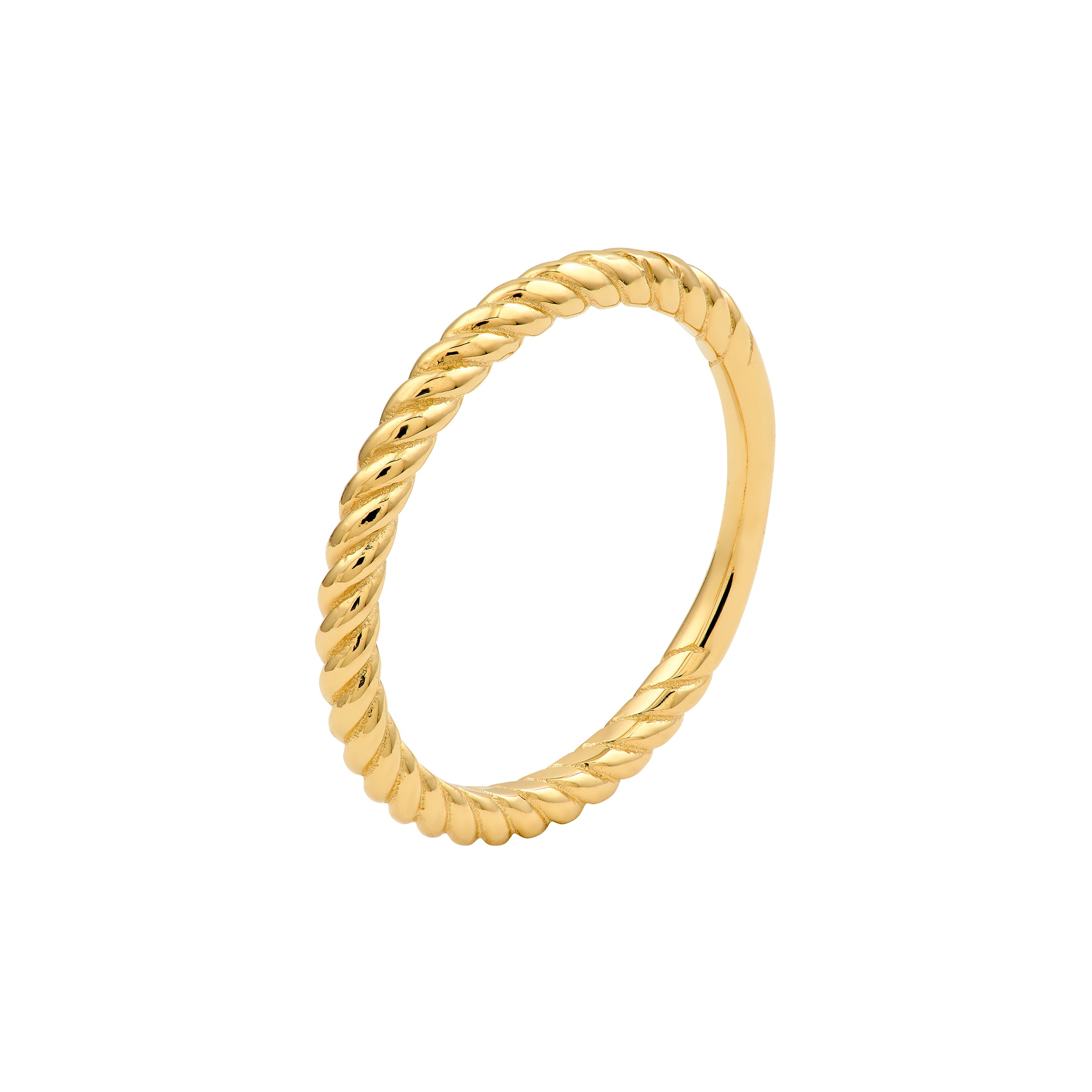 14K Yellow Gold Twisted Rope Stackable Band Ring
