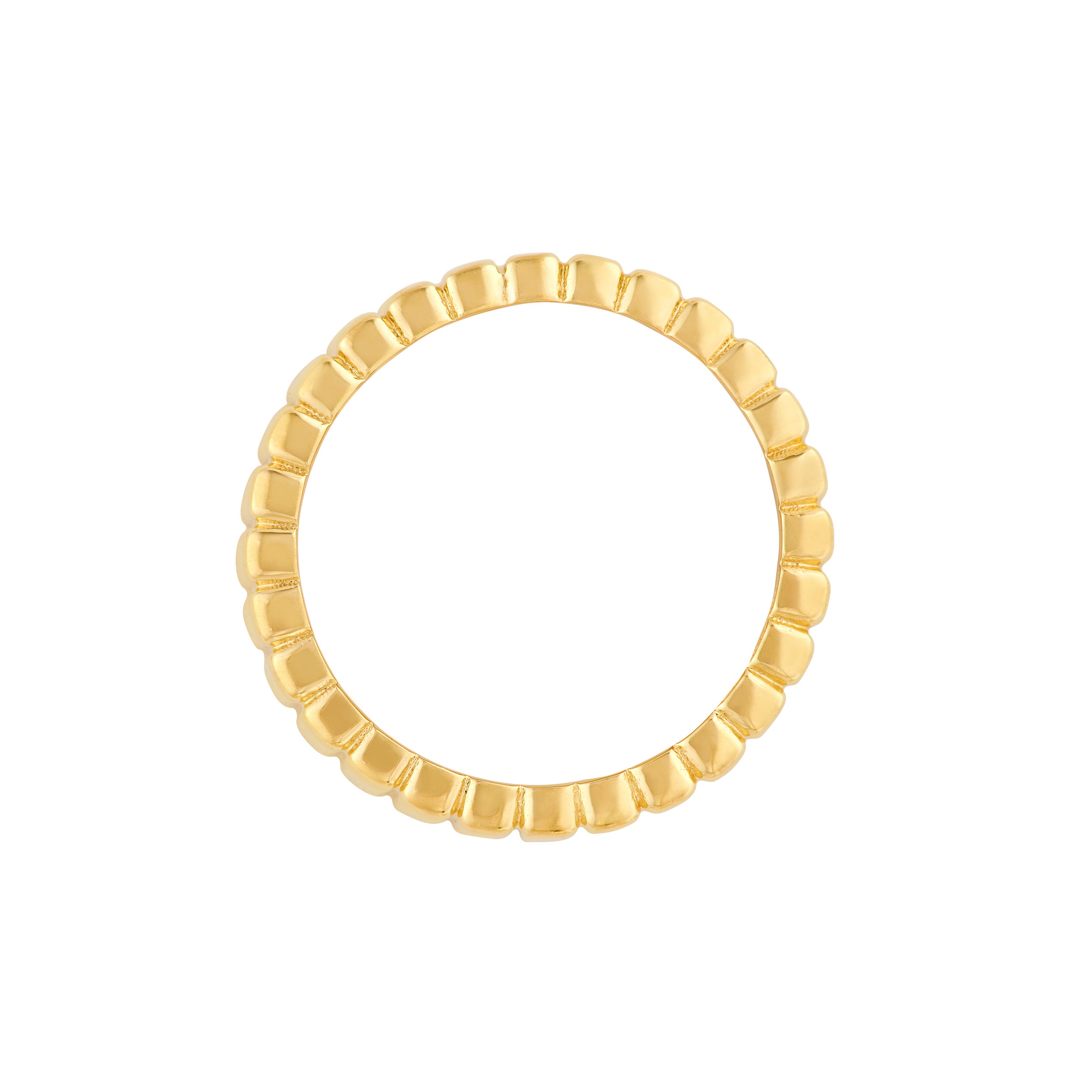 14K Yellow Gold Wide Ribbed Band Ring, 5.9mm