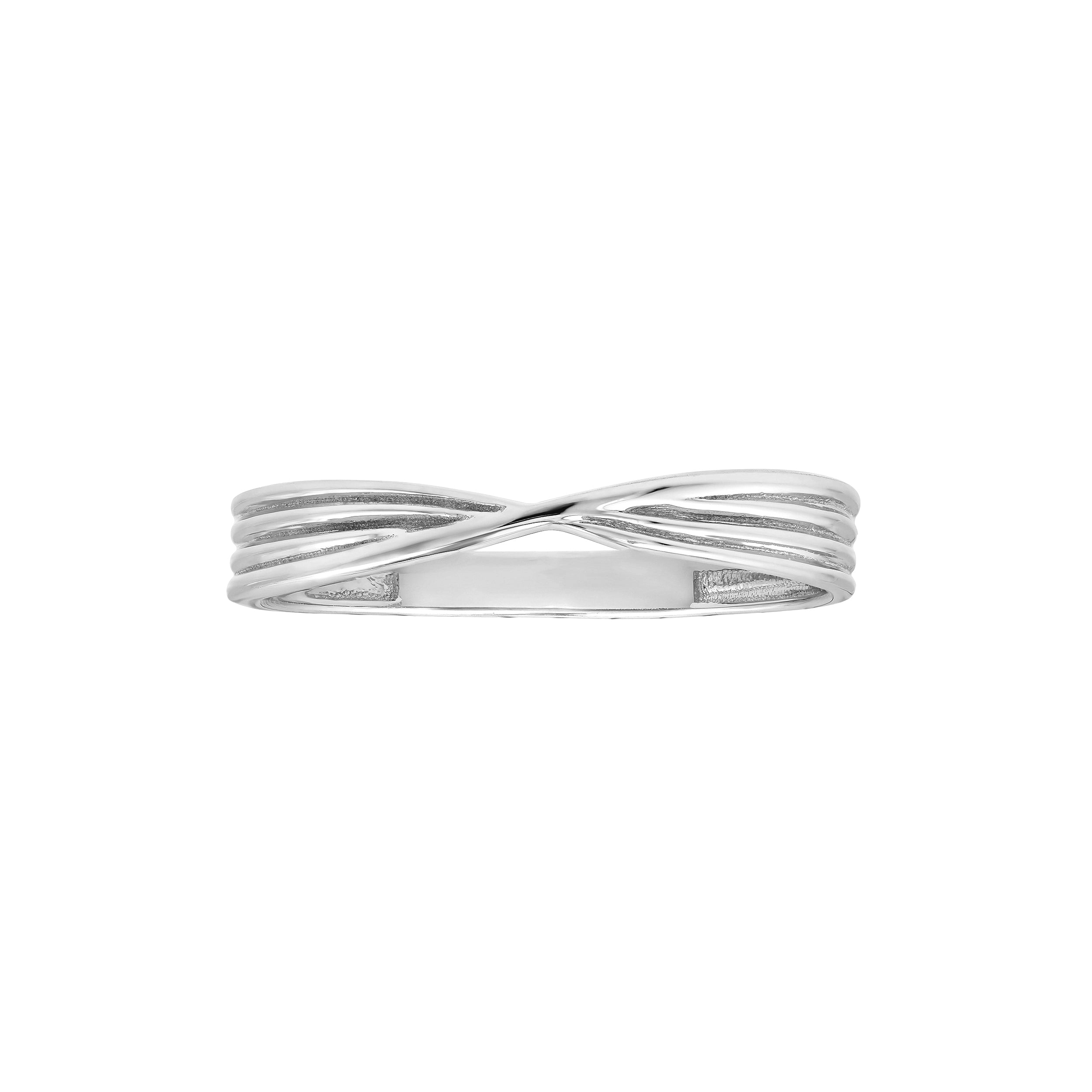 14K Gold Crossover Multi-Line Stackable Band Ring, Yellow or White Gold