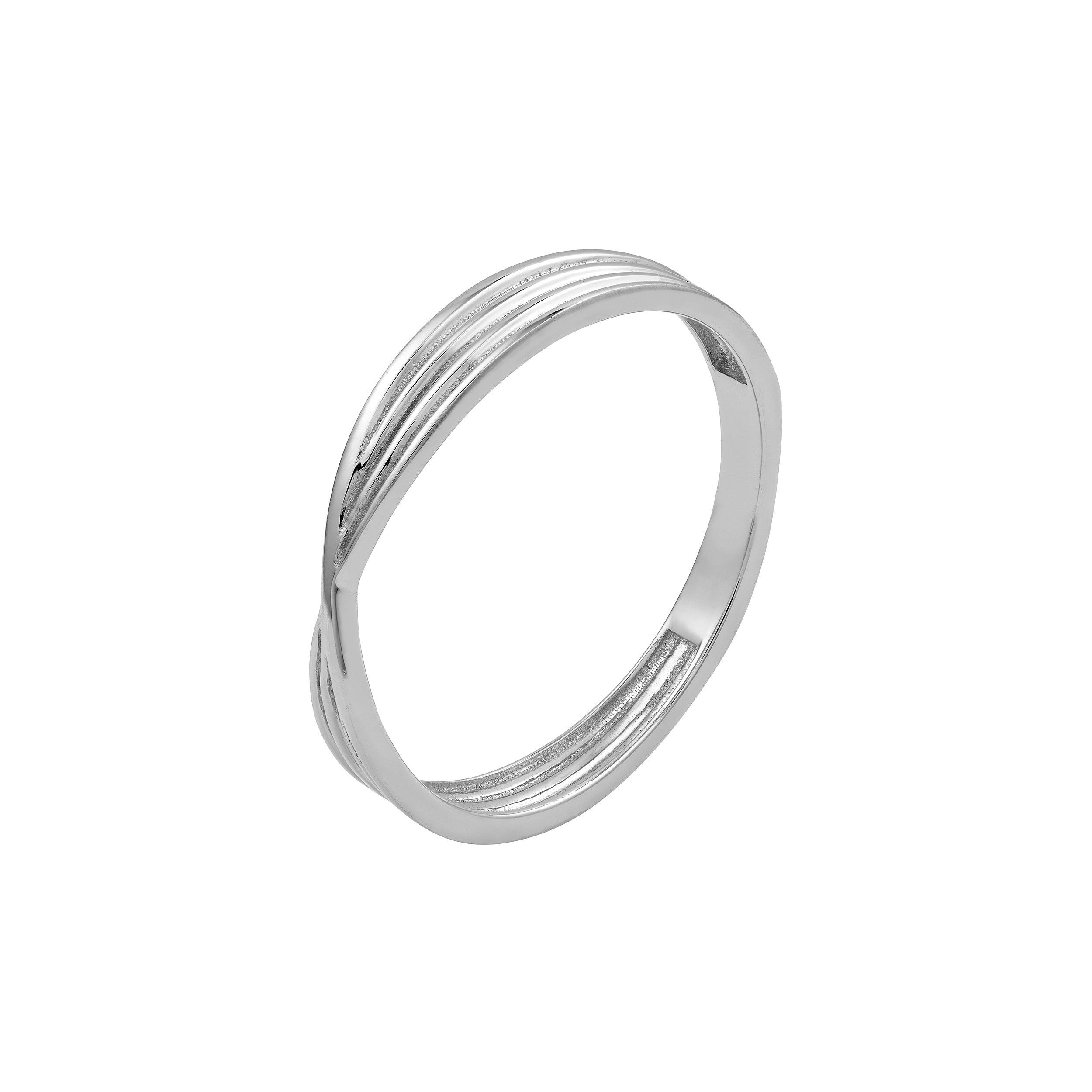 14K Gold Crossover Multi-Line Stackable Band Ring, Yellow or White Gold