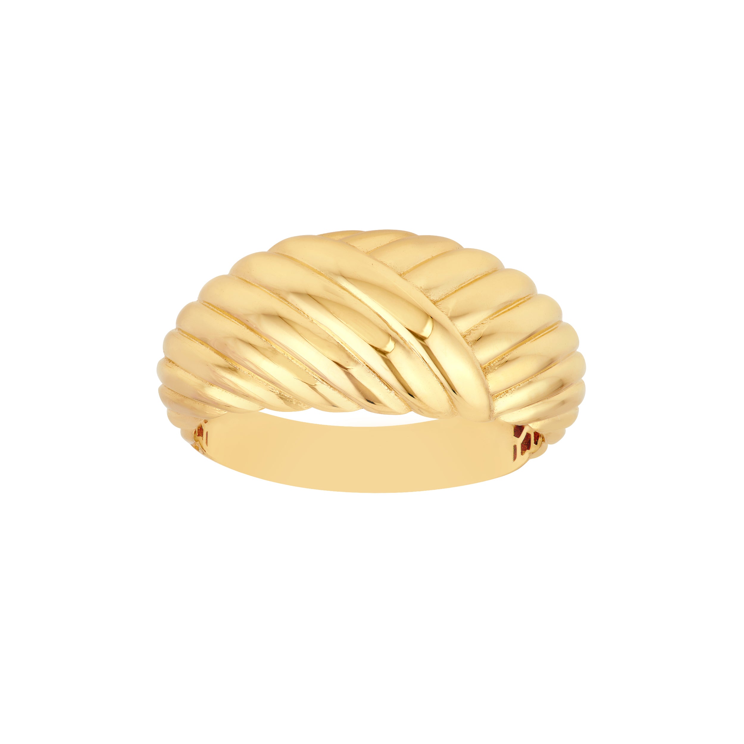 14K Yellow Gold Woven Dome Ring