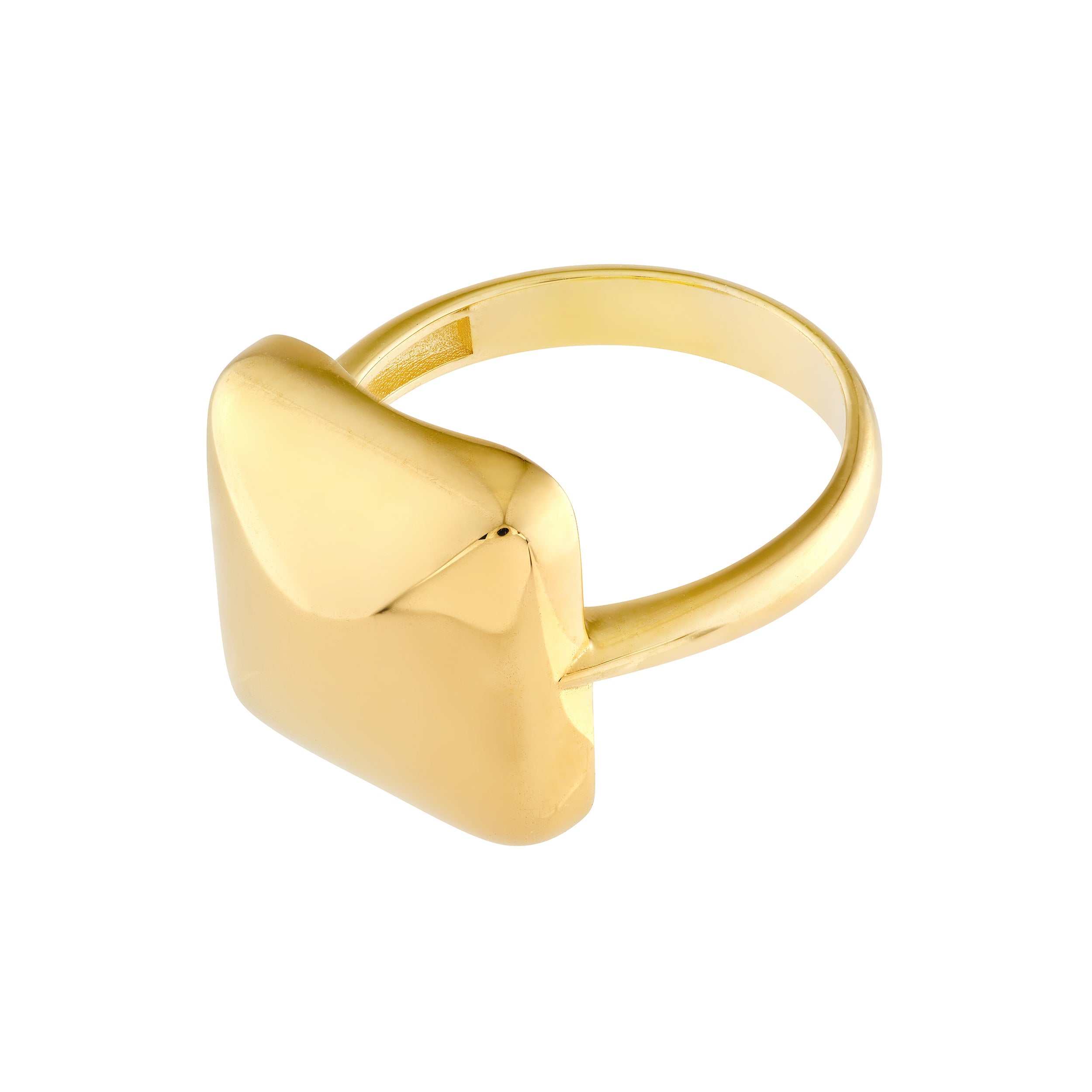 14K Yellow Gold Puffy Cushion Statement Ring