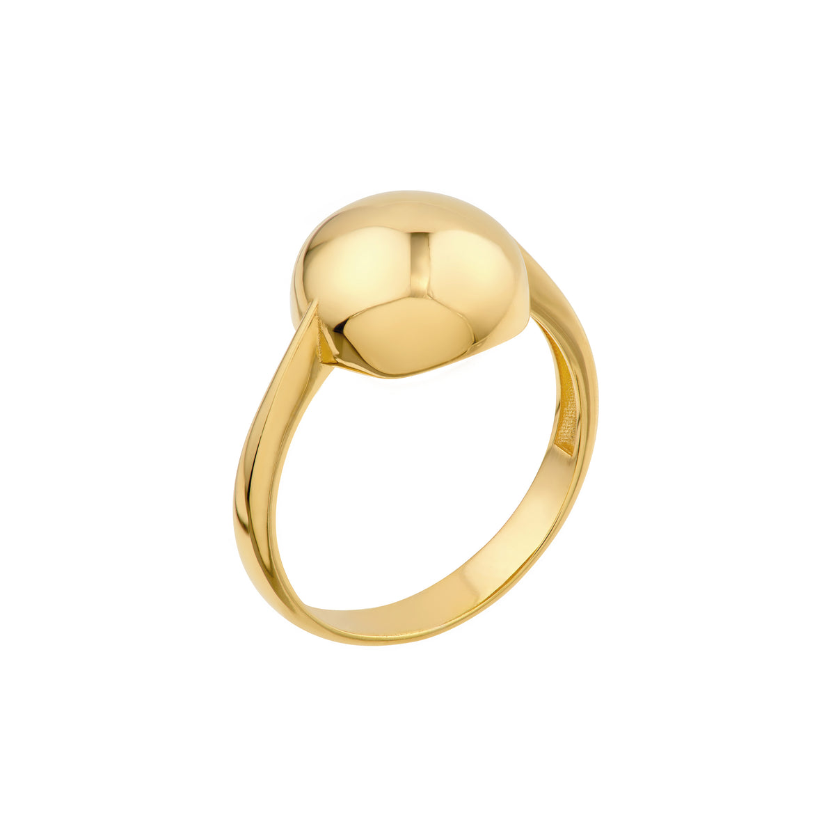 14K Yellow Gold Puffy Sphere Statement Ring