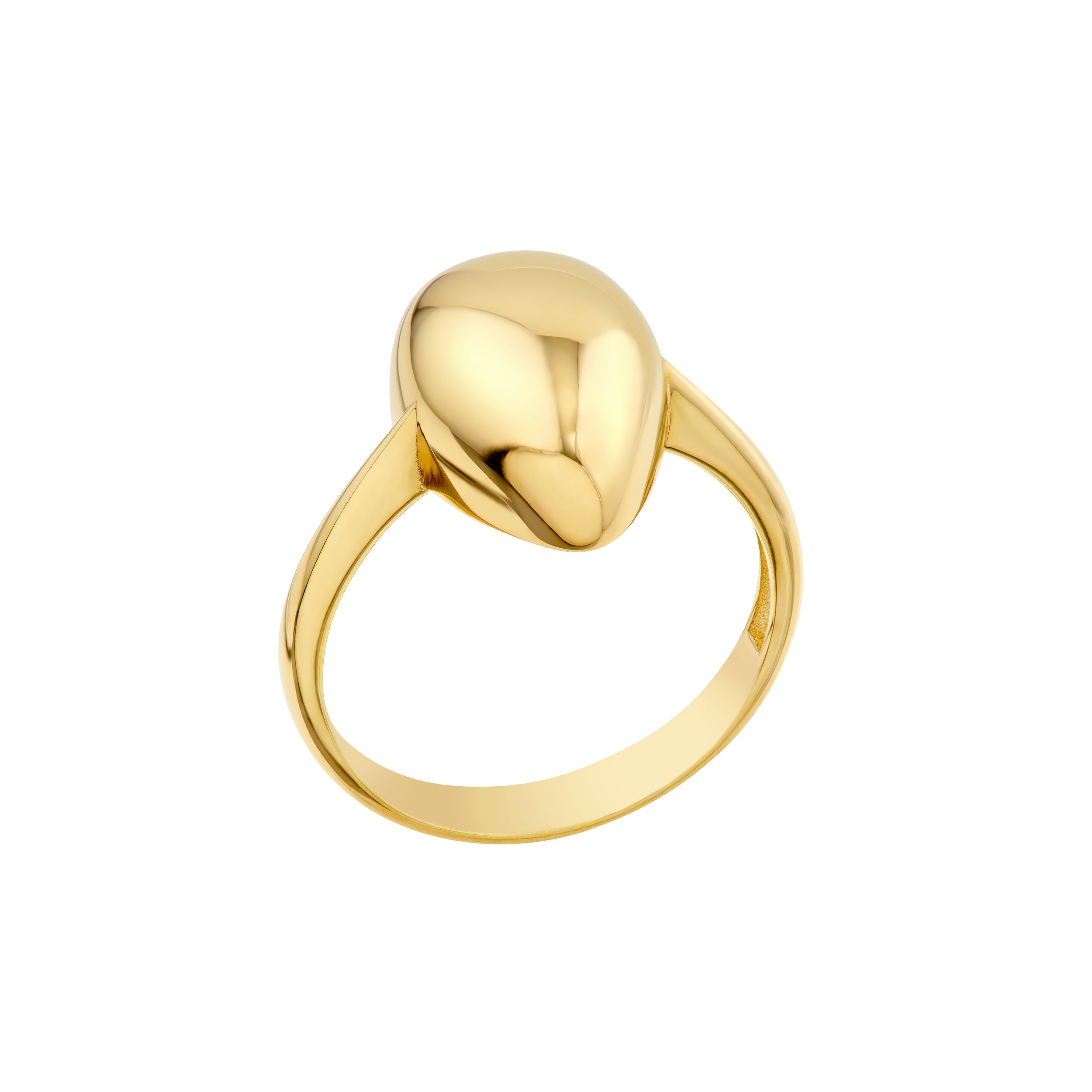 14K Yellow Gold Puffy Teardrop Statement Ring