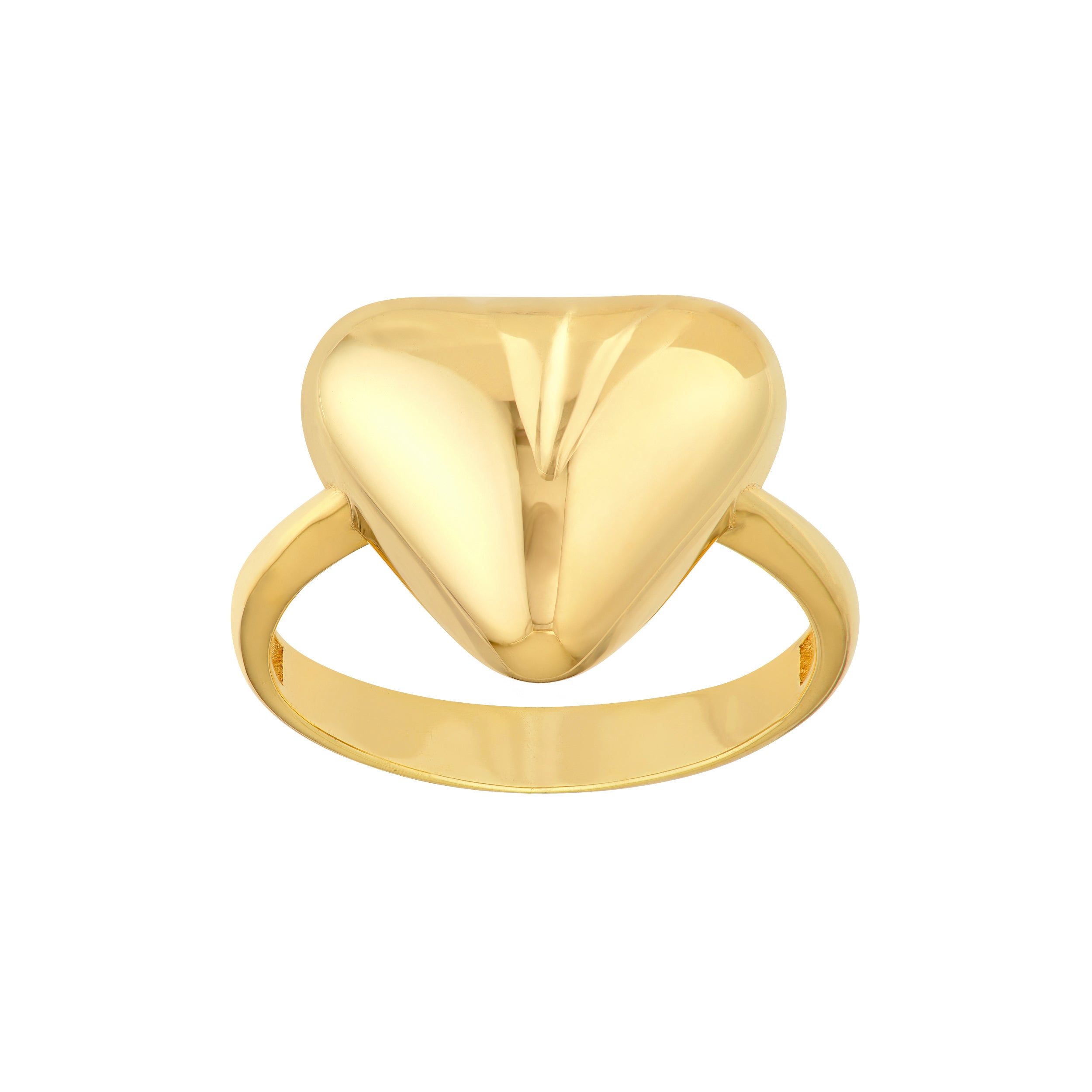 14K Yellow Gold Puffy Triangle Statement Ring