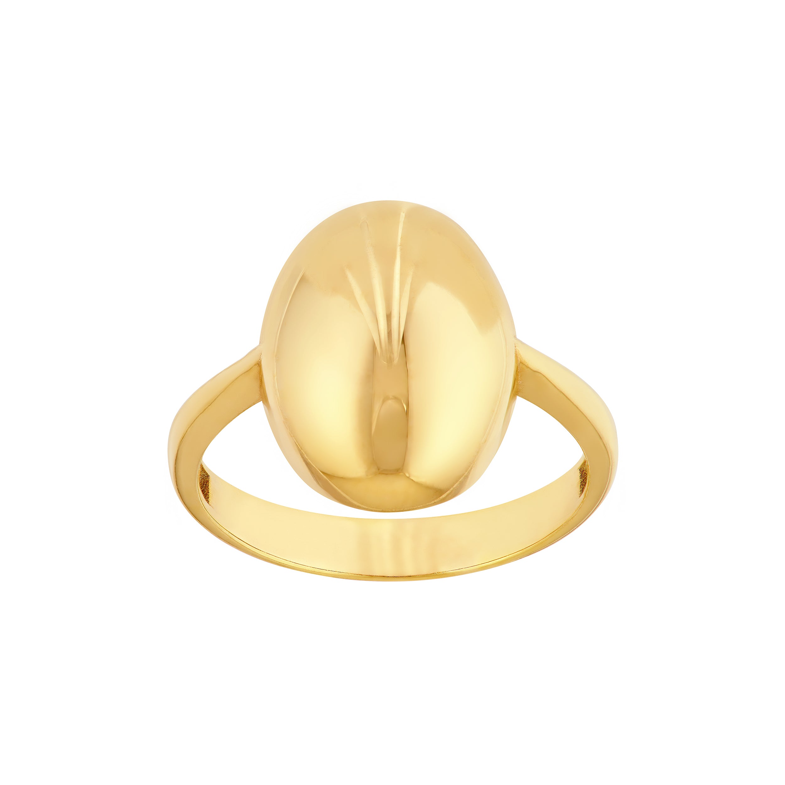 14K Yellow Gold Puffy Oval Statement Ring