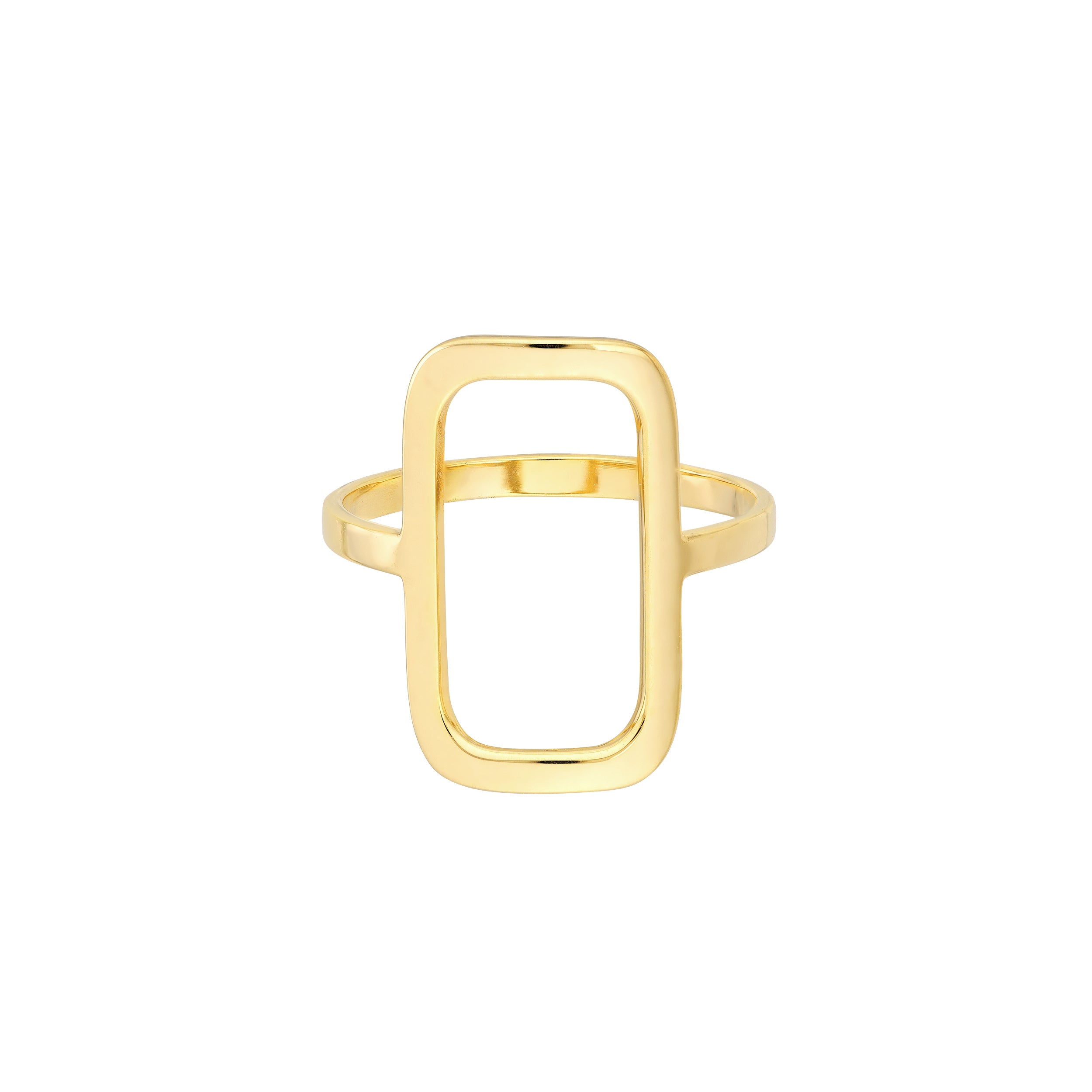 14K Yellow Gold Open Rectangle Ring