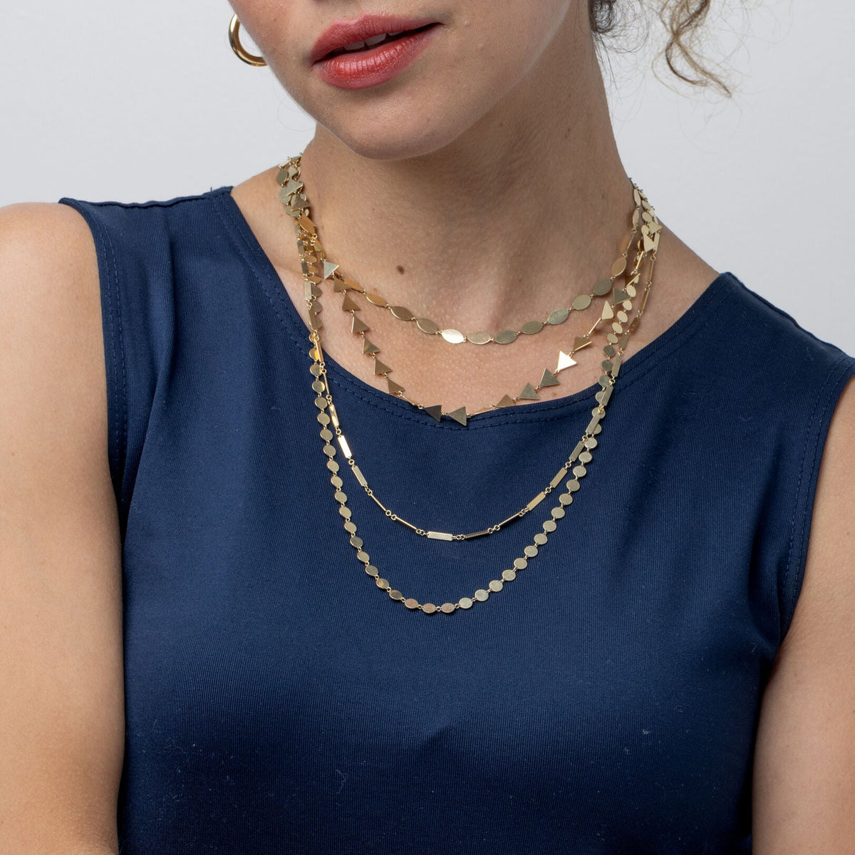14K YELLOW GOLD MIRROR TRIANGLE NECKLACE