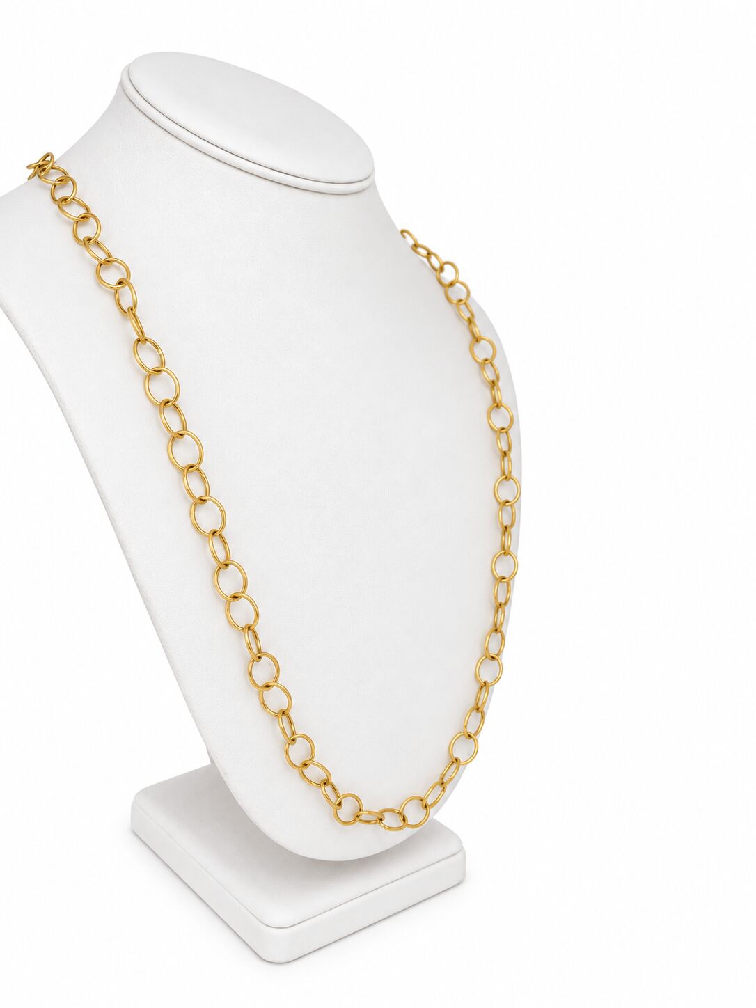 14K Yellow Gold Oval Wire Link Necklace, 8.8mm, 20" 24" 30", Made in Italy