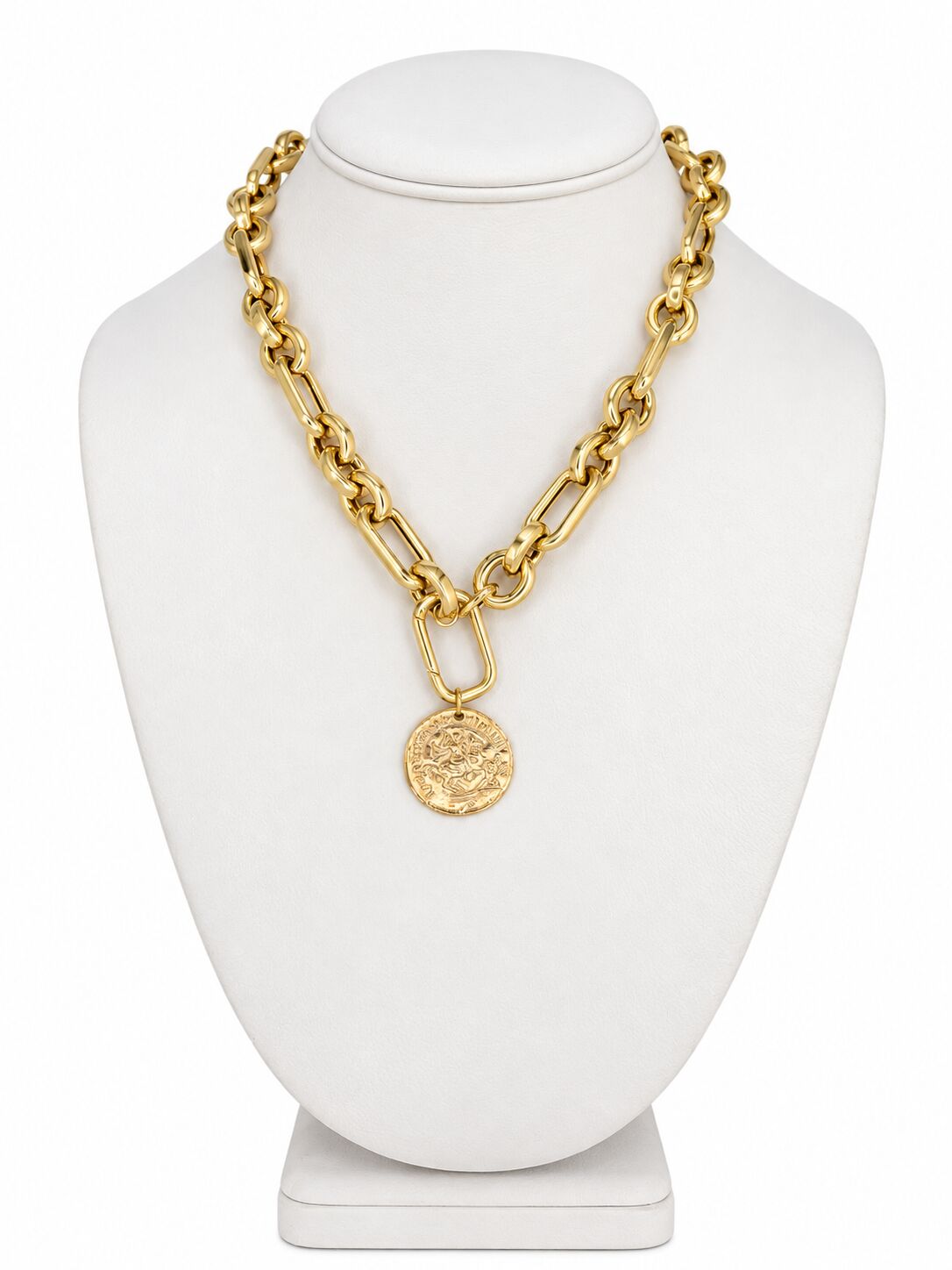 14K Yellow Gold Bold Oval and Paperclip Link Necklace, 11.7mm, 18", Made in Italy