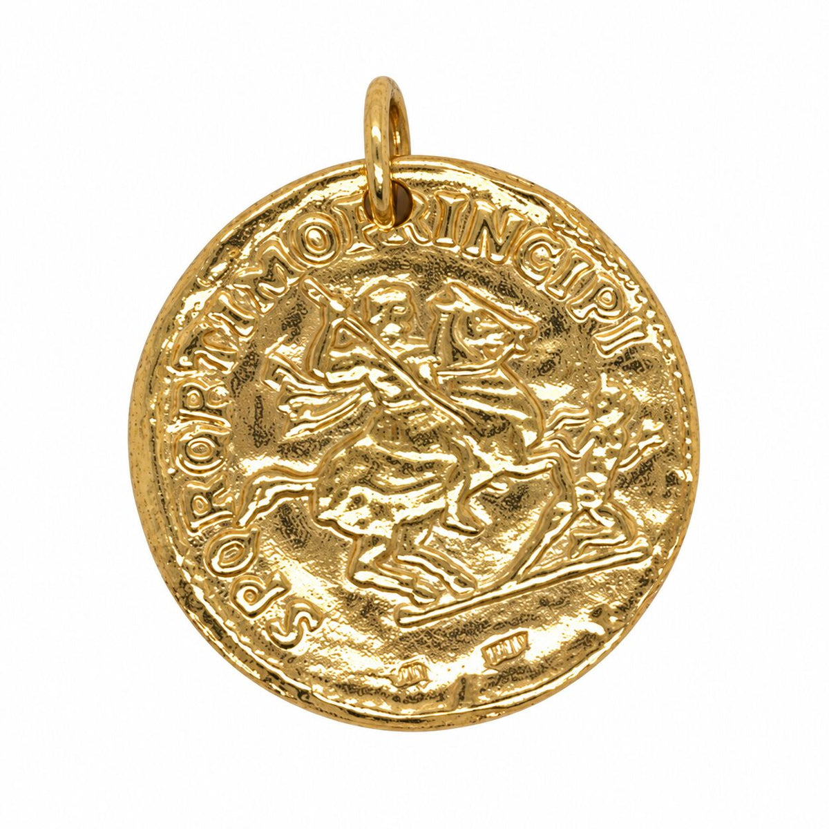14K Yellow Gold Large Roman Coin Medallion Pendant, Double-Sided, 22mm