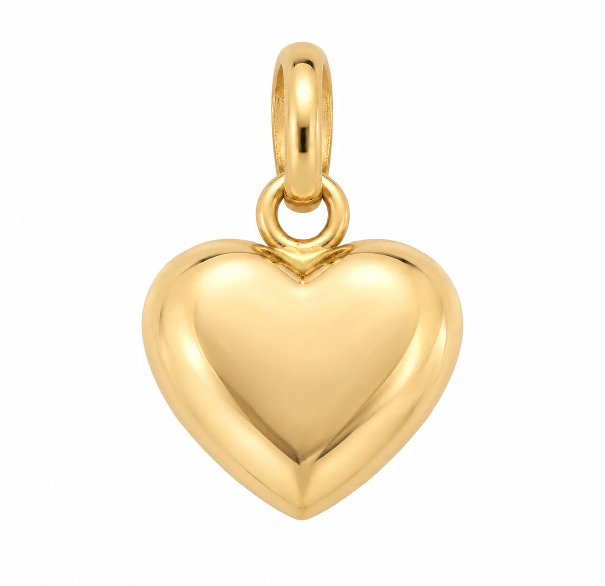 14K Yellow Gold Mother of Pearl Puffed Heart Pendant, 14 × 12mm