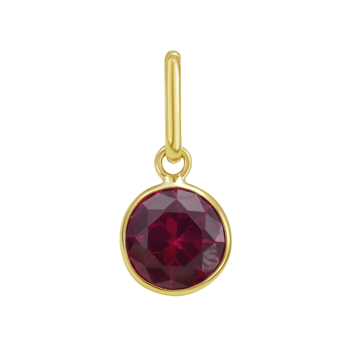14K Yellow Gold Bezel Set Round Gemstone Pendant