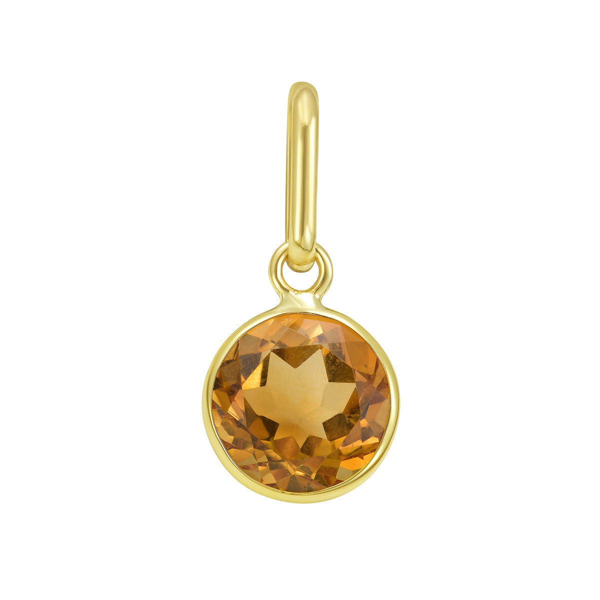 14K Yellow Gold Bezel Set Round Gemstone Pendant