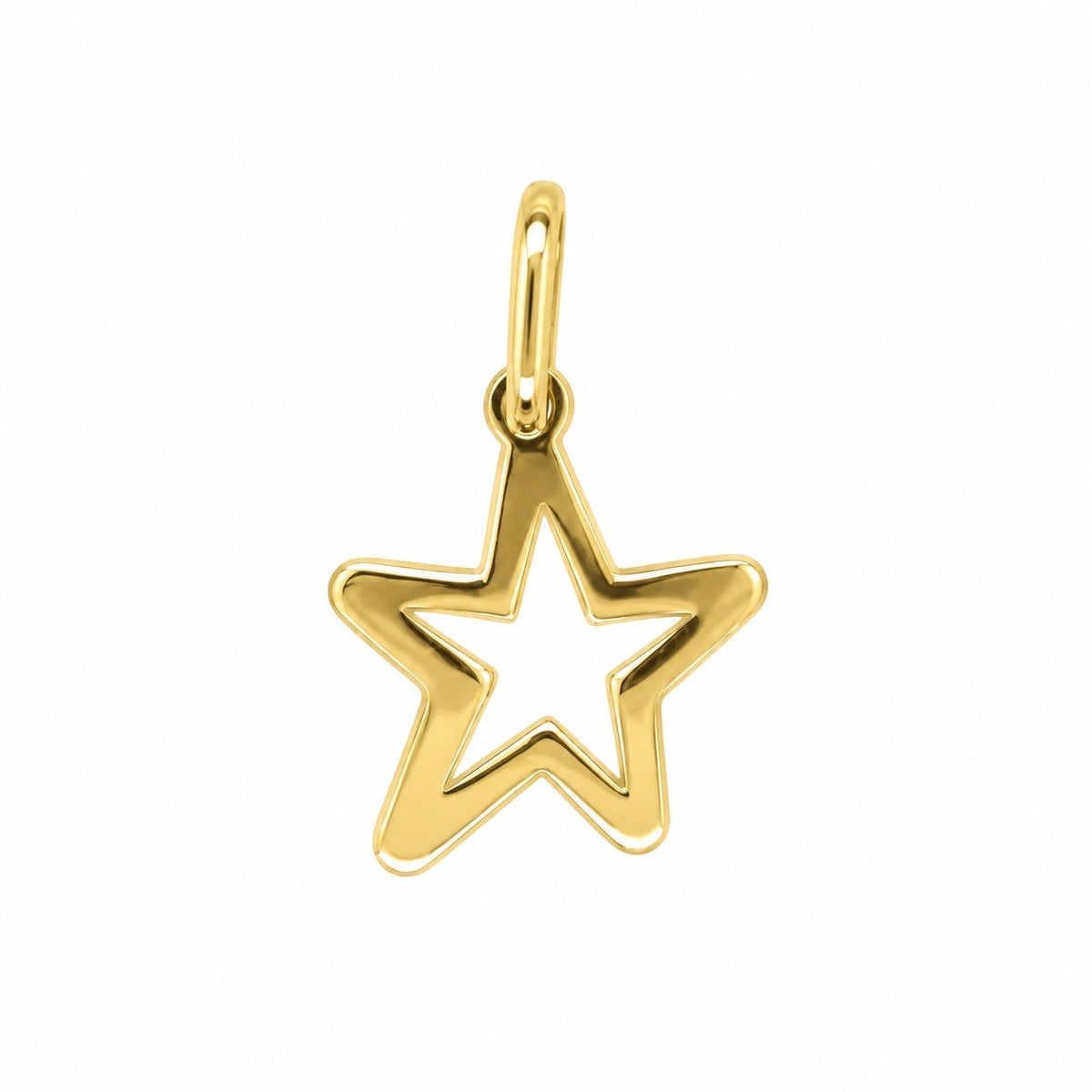 14K Yellow Gold Open Star Charm, Made in Italy