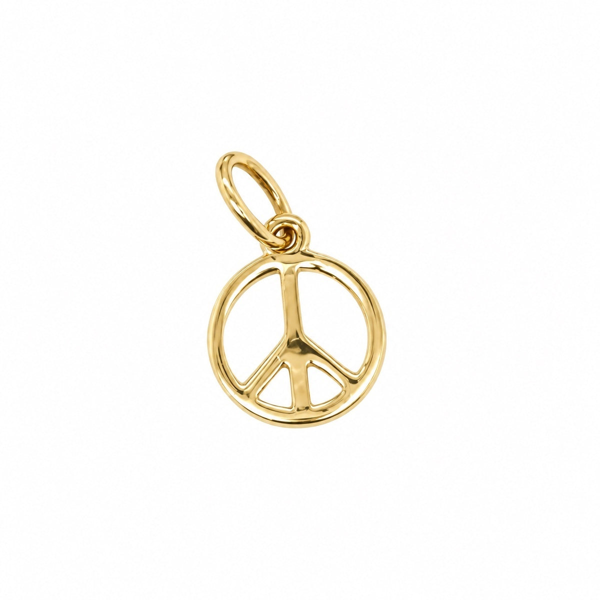 14K Yellow Gold Peace Sign Charm, Made in Italy