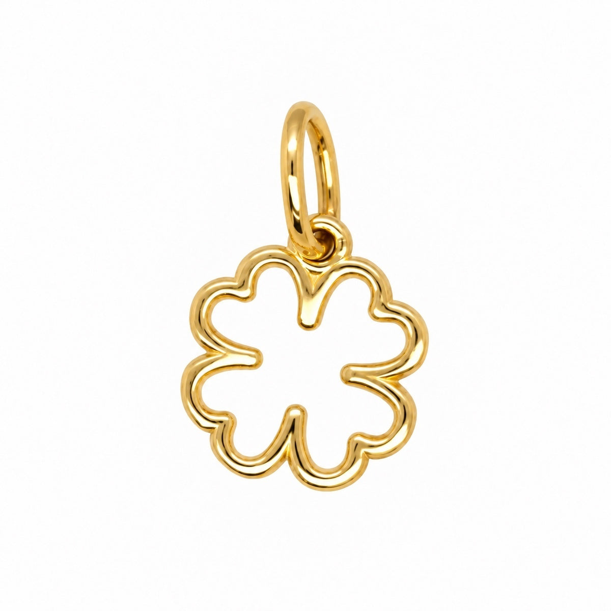 14K Yellow Gold Four-Leaf Clover Charm, Made in Italy