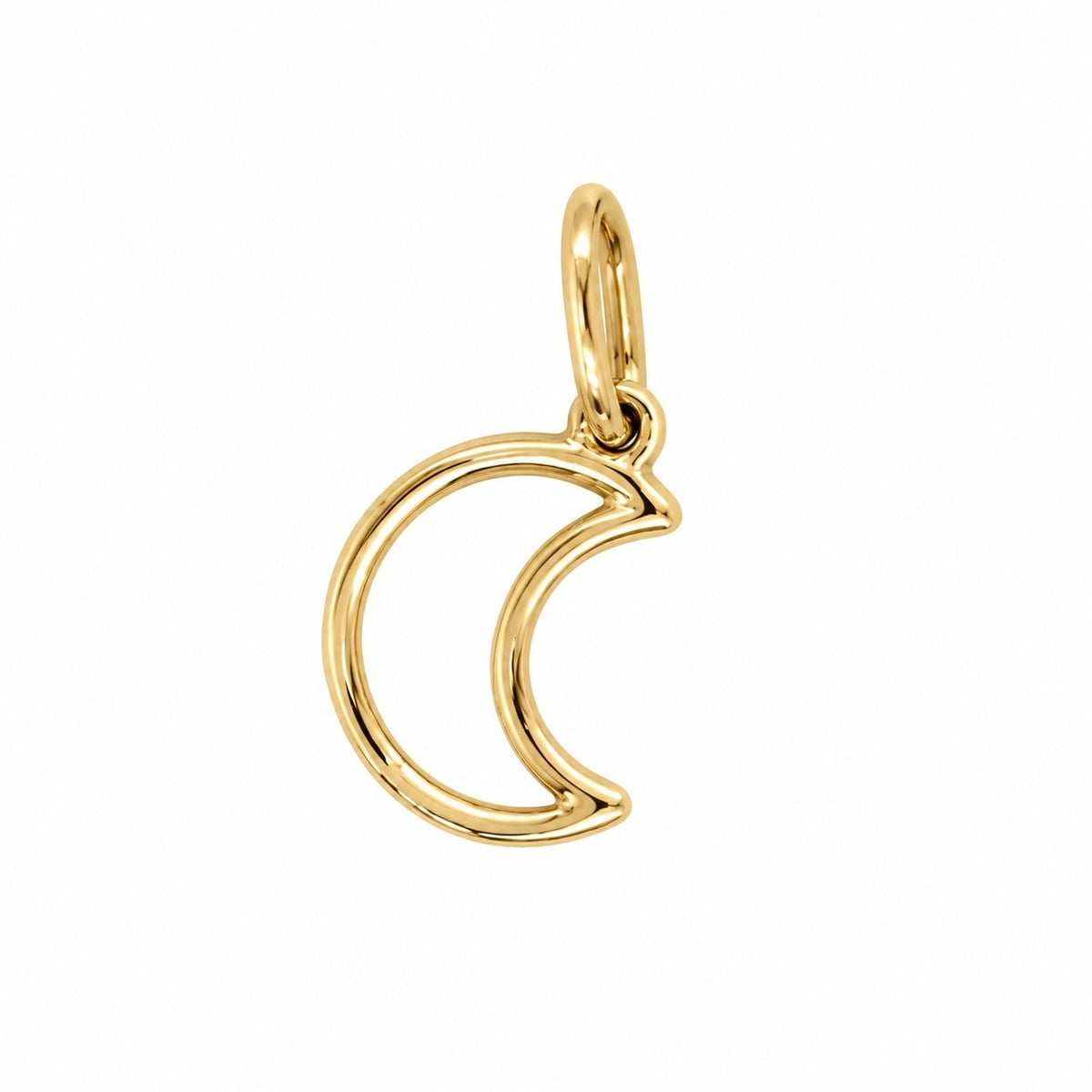 14K Yellow Gold Crescent Moon Charm, Made in Italy