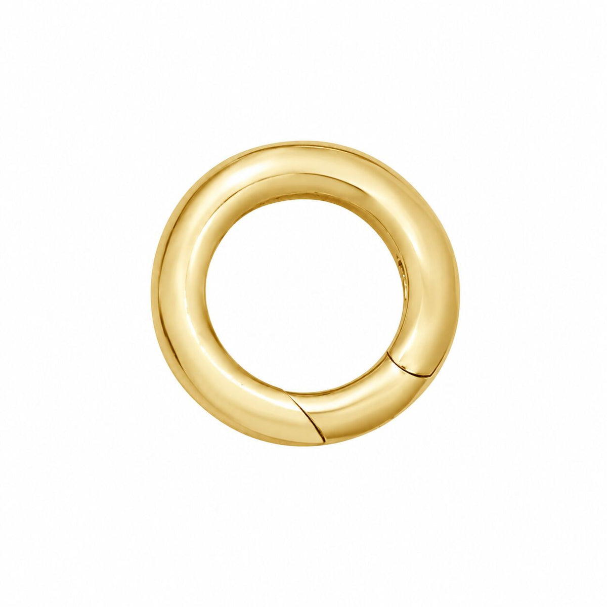 14K Yellow Gold Push Lock Clasp, Charm & Chain Connector, 13.2mm