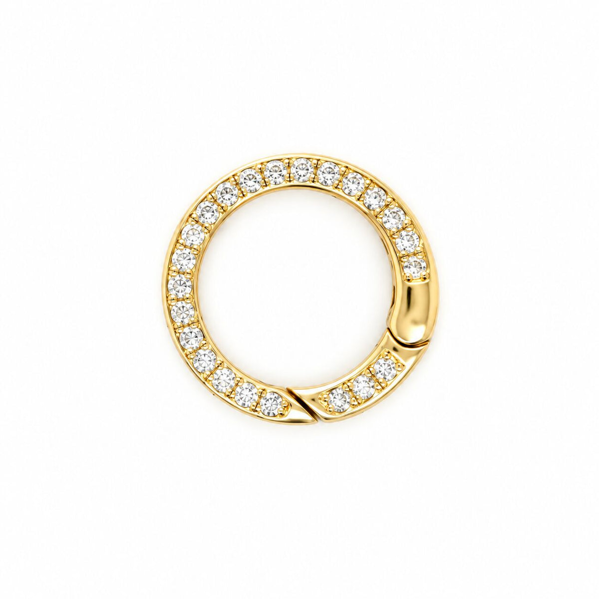 14K Yellow Gold Diamond Push Lock Clasp, Charm & Chain Connector