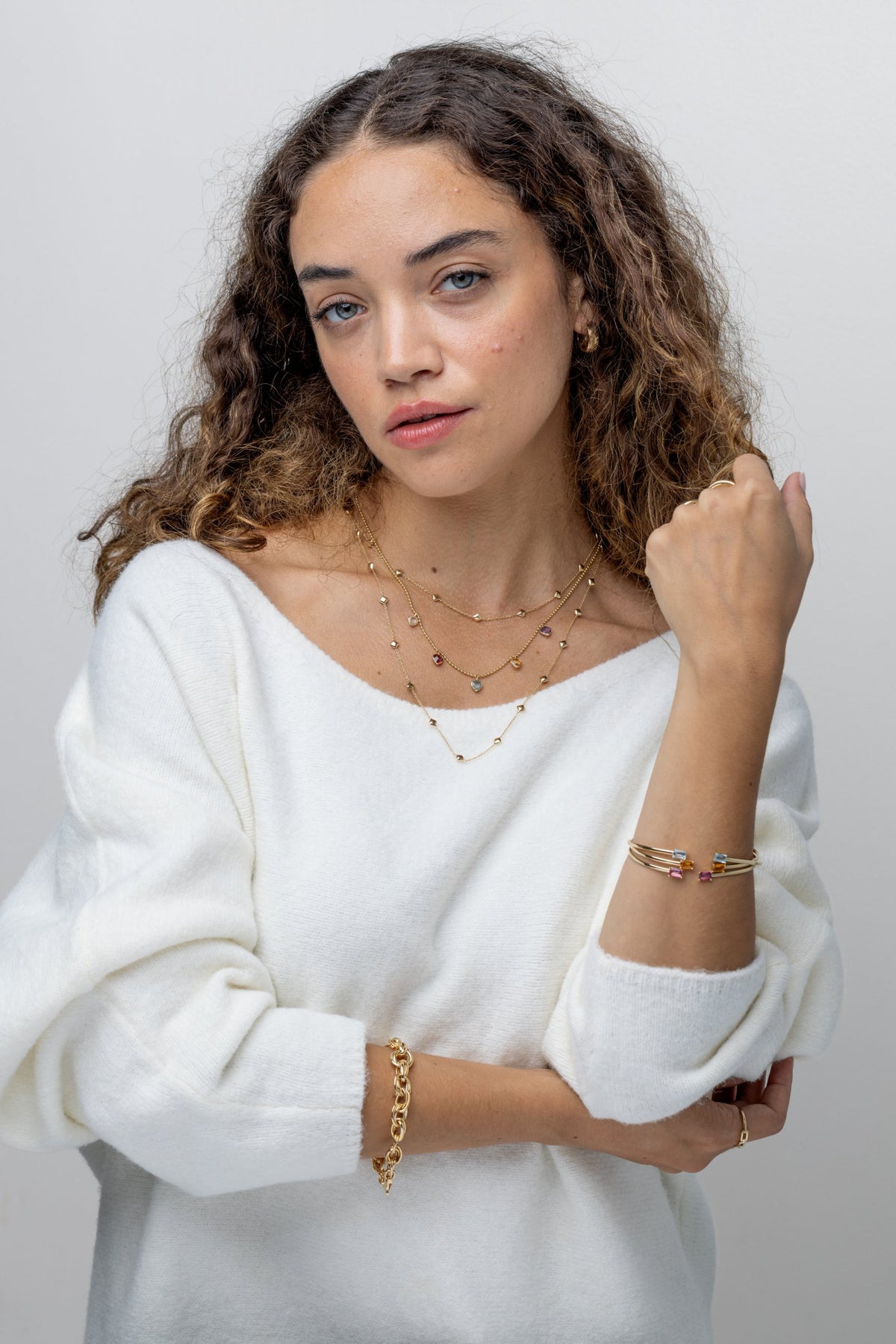 The Candy Heart Set | 14K Gold Gemstone Necklace & Cuff Set