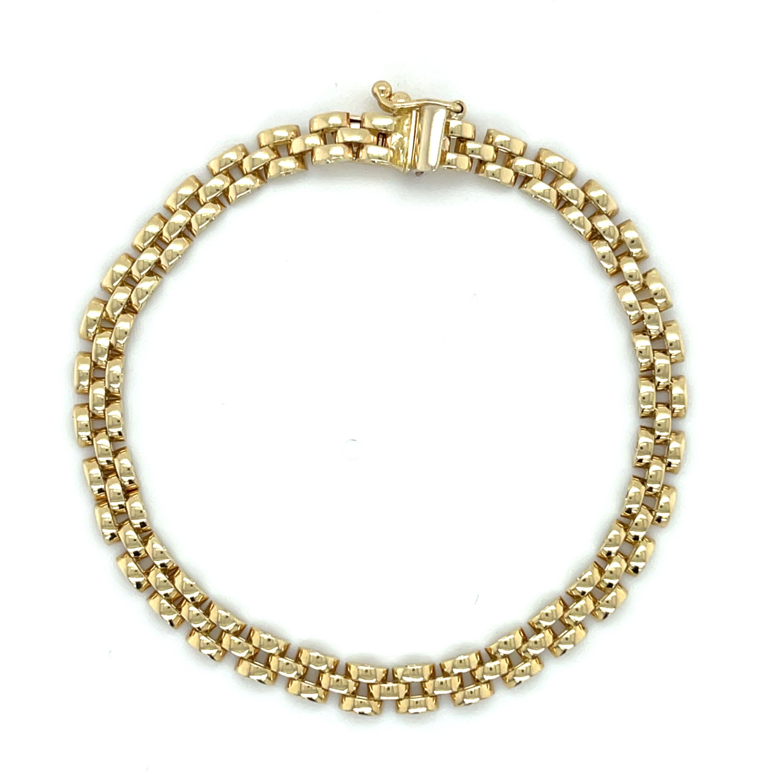 Panther Link Bracelet in 14K yellow gold designed in a multi-row chain style that combines bold elegance with lasting durability, a versatile fine jewelry piece perfect for birthdays, anniversaries, weddings, and milestone celebrations.