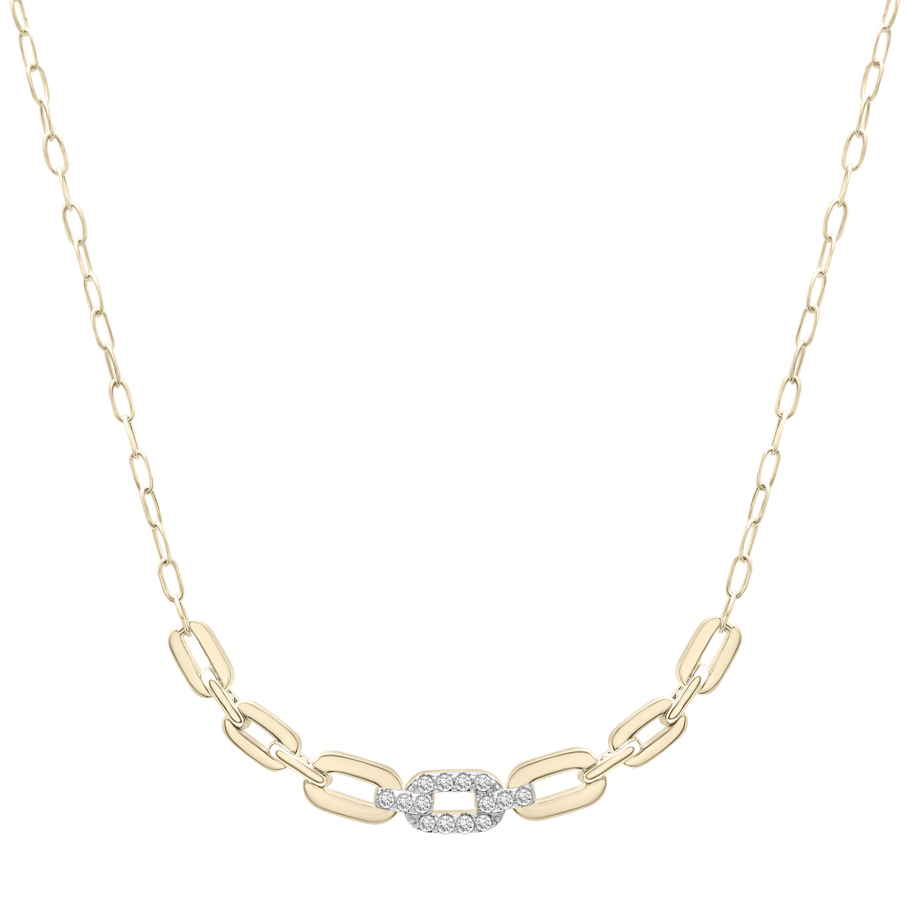 This 14K Yellow Gold Diamond Paperclip Chain Necklace combines luxury and sophistication with its alternating links and brilliant diamonds. An essential piece for any fine jewelry collection.
