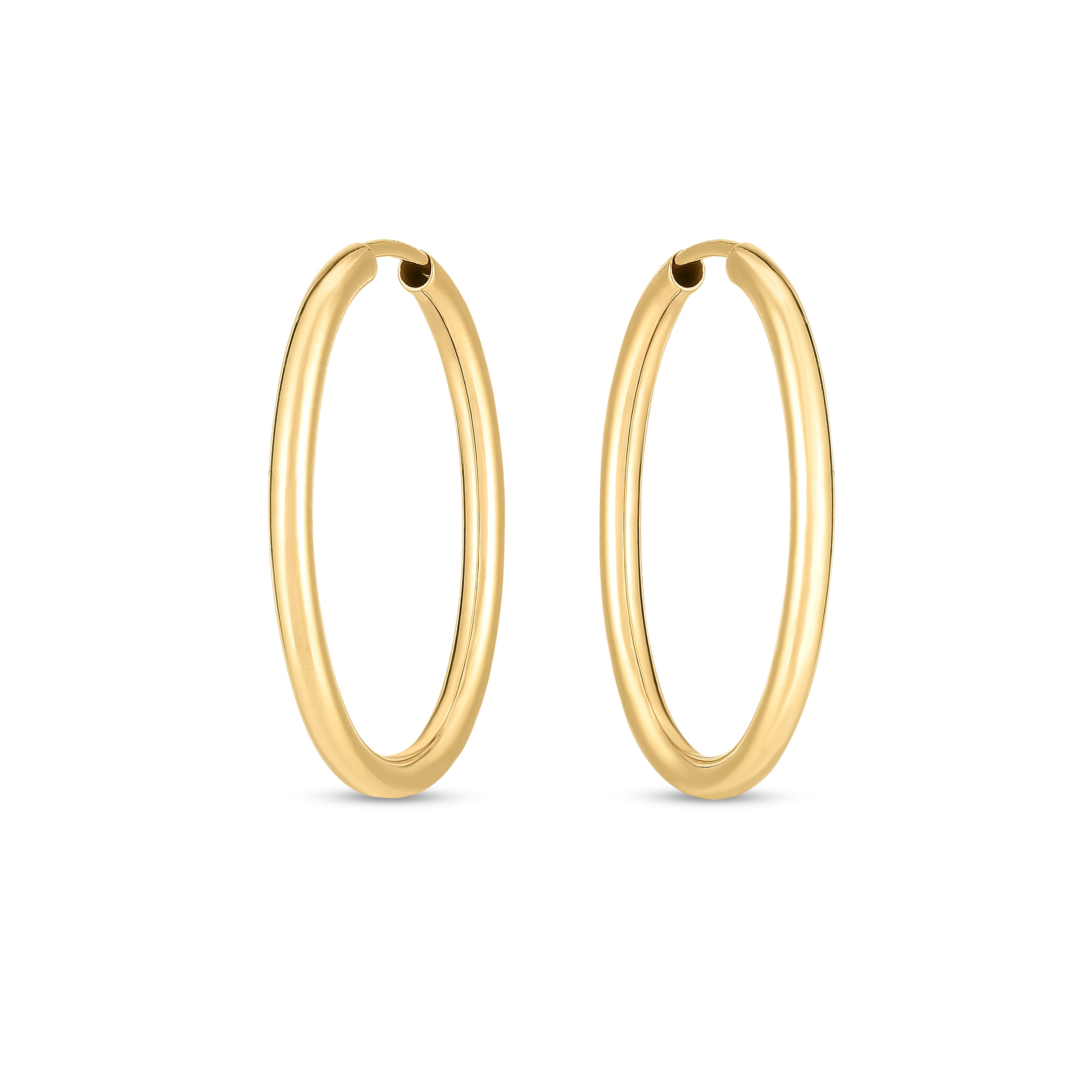 14K Gold Polished Endless Oval Hoop Earrings: 25 x 19mm