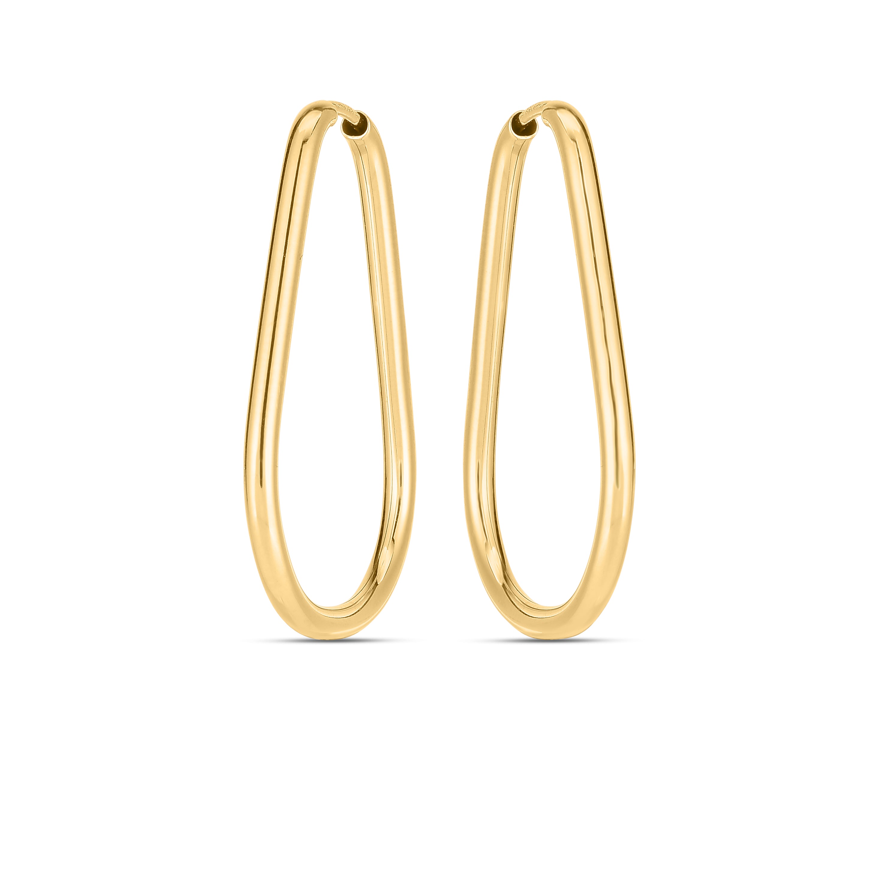 14K Gold Open Teardrop Hoop Earrings: Endless Closure