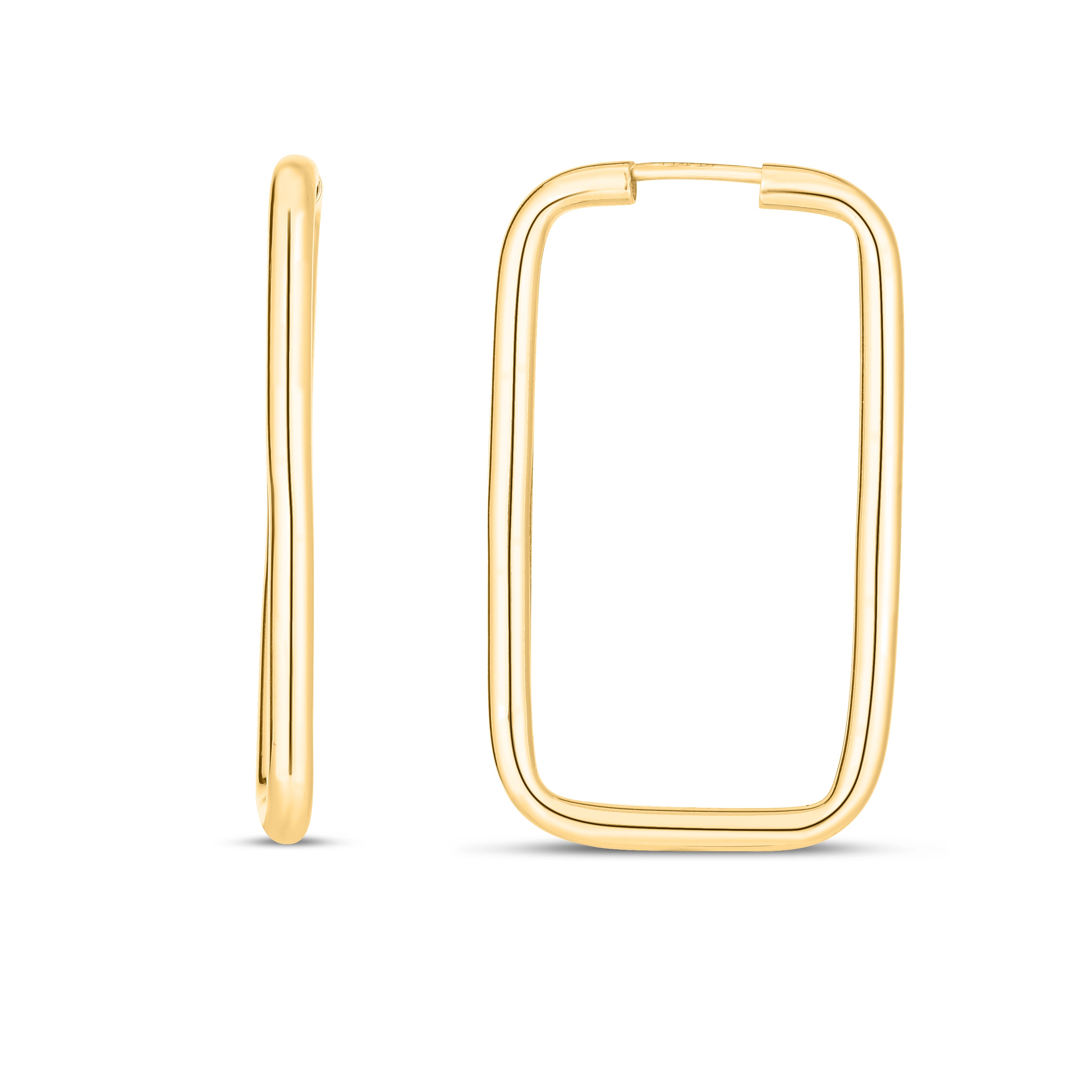 14K Gold Large Endless Rectangle Hoop Earrings