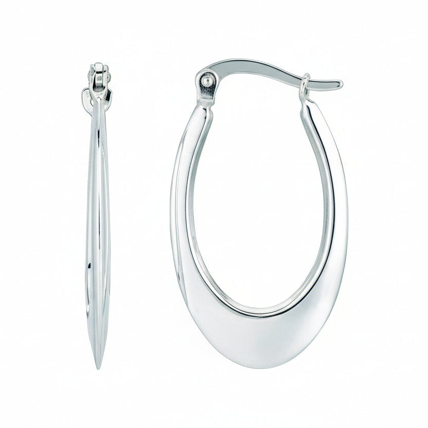 14K Gold Small Graduated Oval Hoop Earrings : Yellow or White Gold