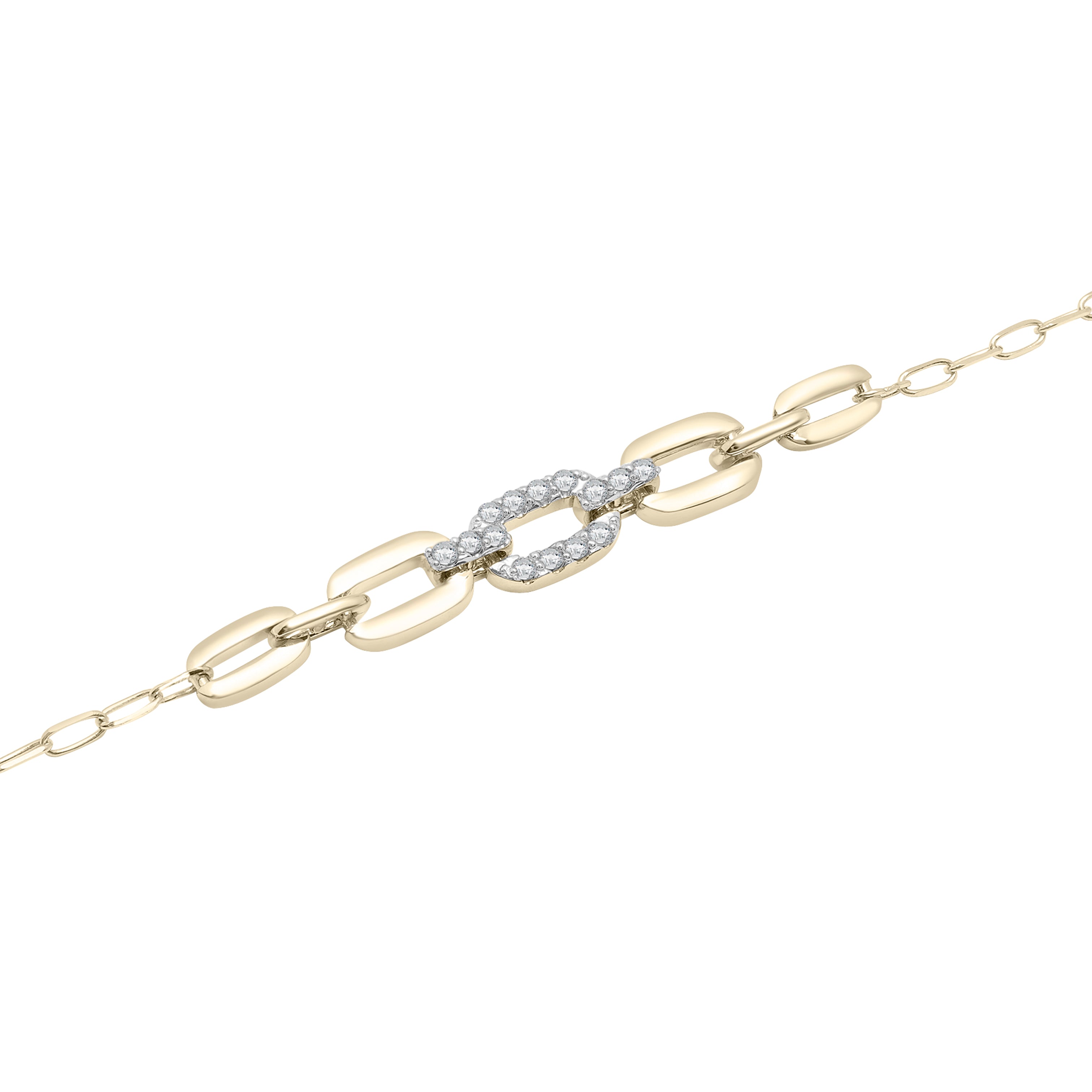 The Elegant Gold Diamond Paperclip Bracelet is crafted in 14K yellow gold with a graduated design, showcasing brilliant natural diamonds. Perfect for adding elegance to your everyday look or for more formal occasions.