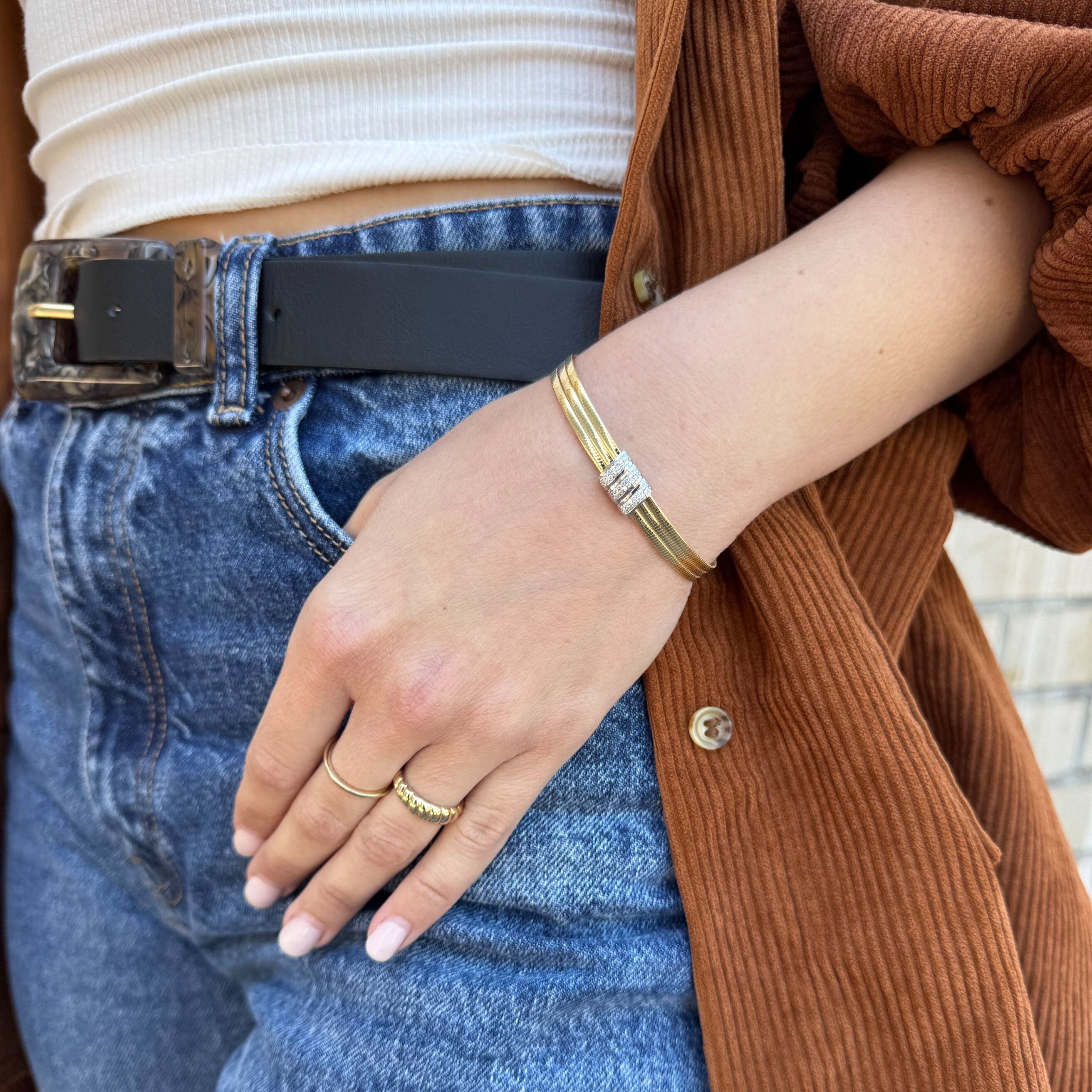 14K gold bangle designed for comfort, shine, and modern luxury