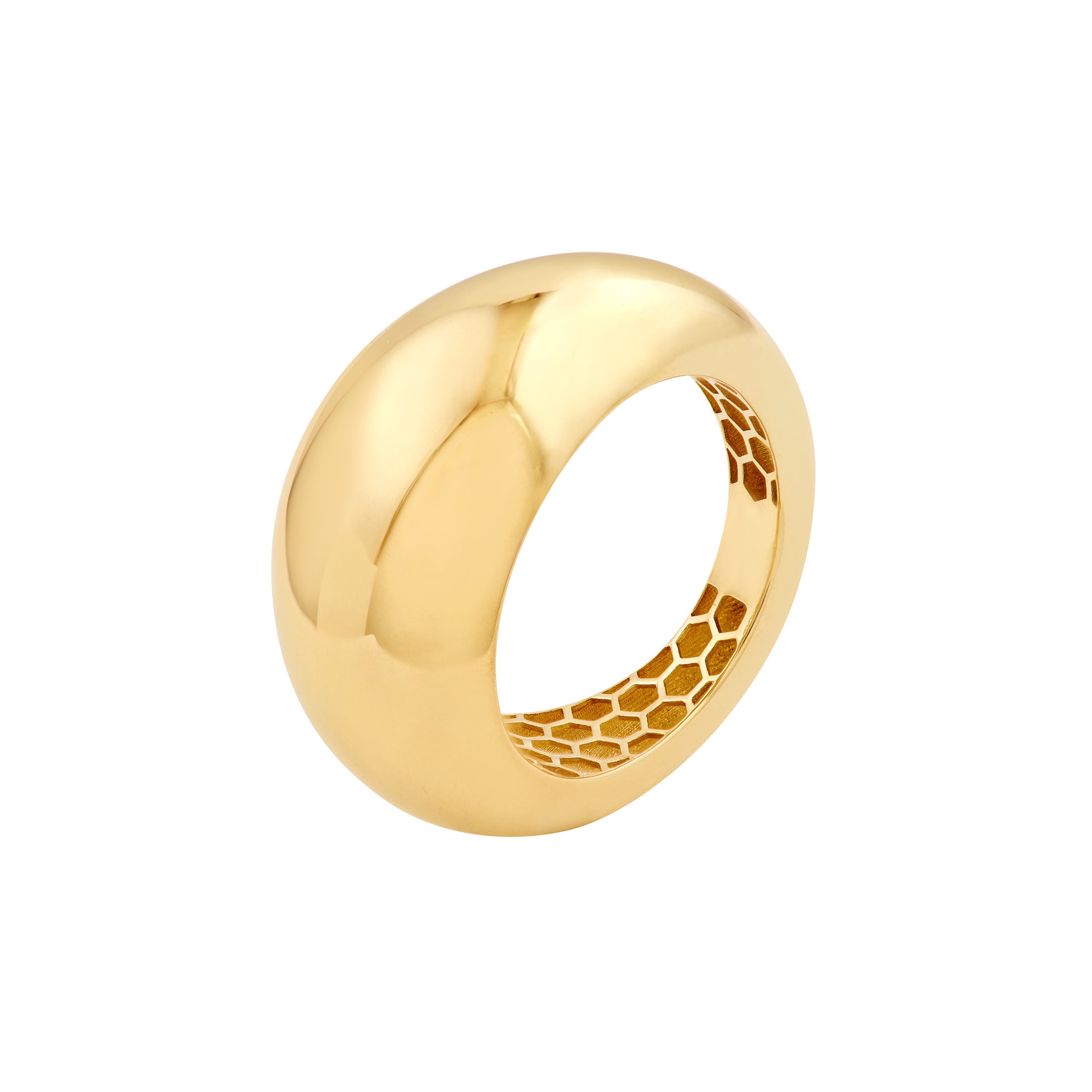 14K Yellow Gold Wide Graduated Dome Ring