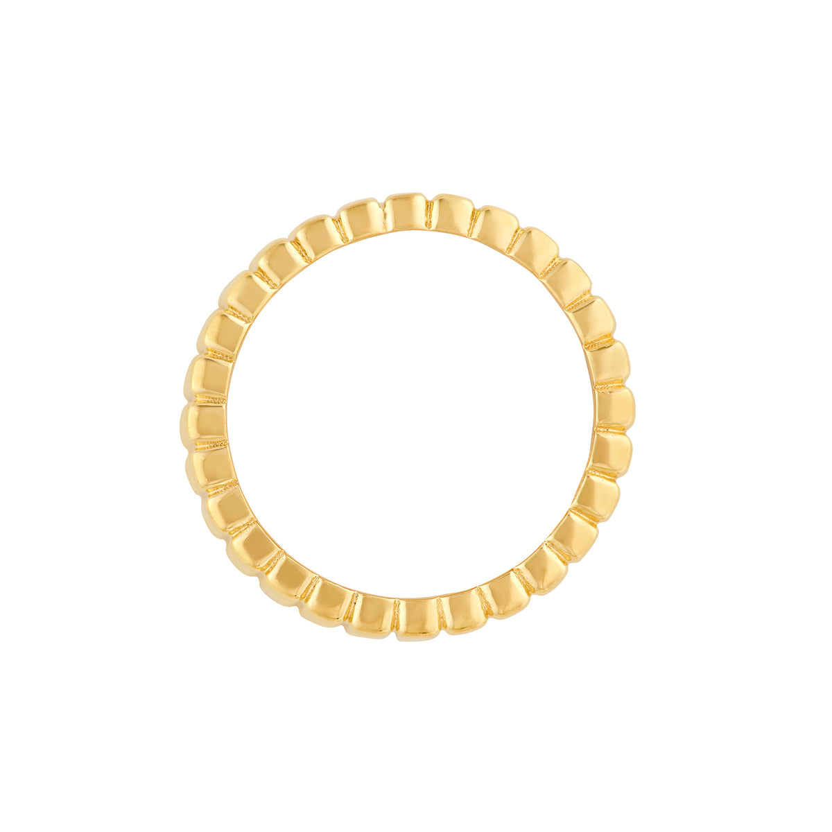Gold wide band ring with modern ribbed design