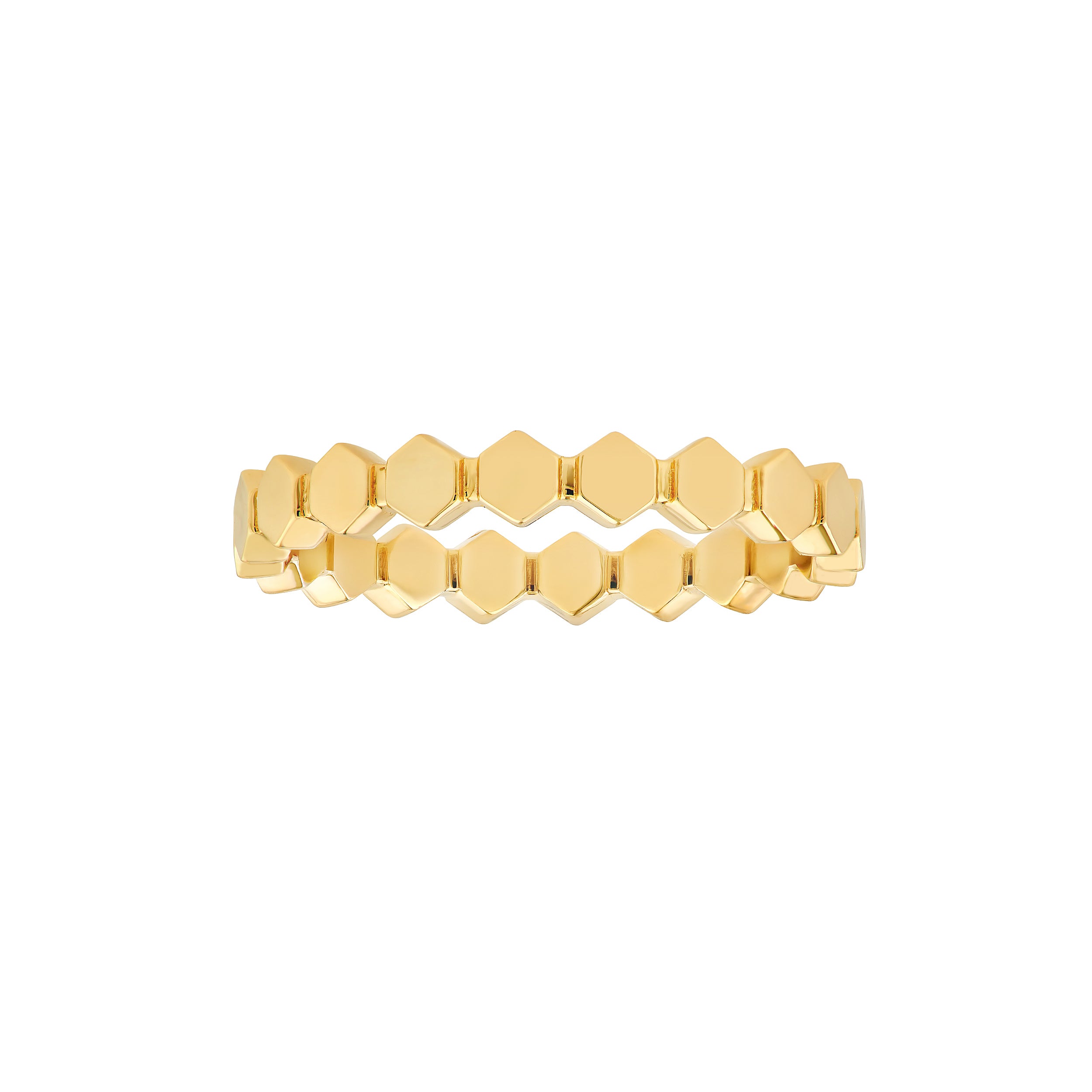 14K Yellow Gold Hexagon Stackable Band Ring