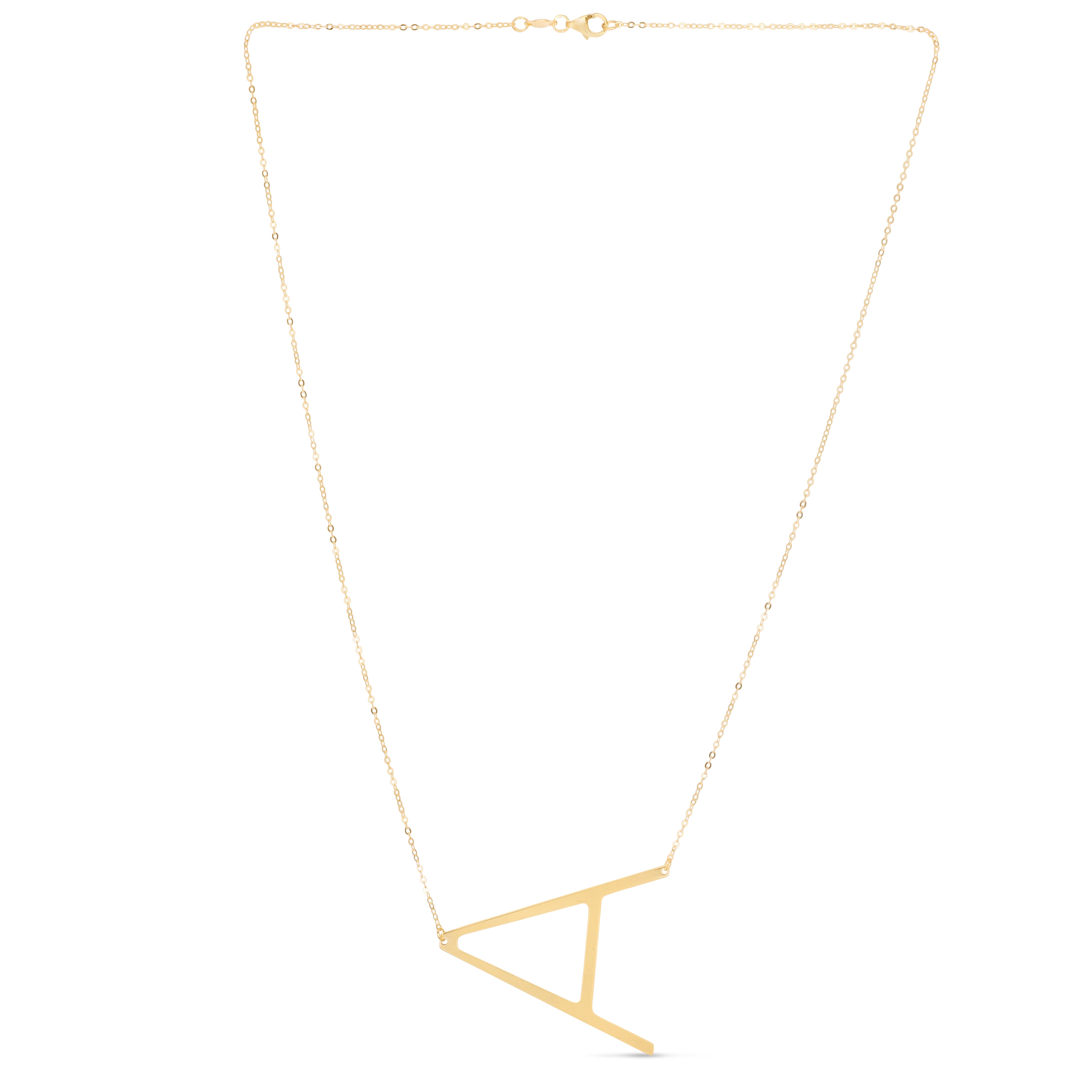 14K Gold Large Sideways Initial Necklace: 18"